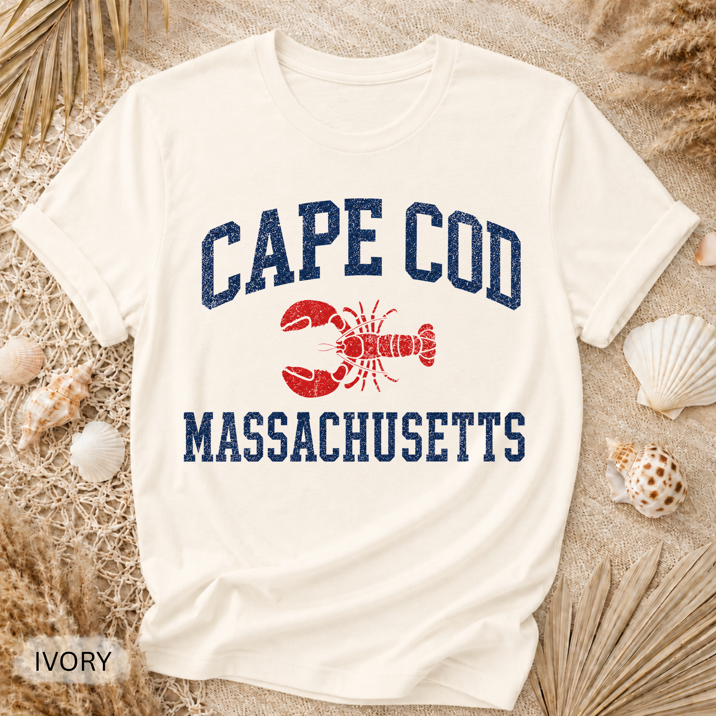 Cape Cod Massachusetts Lobster T-Shirt - Comfort Colors garment-dyed unisex tee, vintage Massachusetts lobster graphic