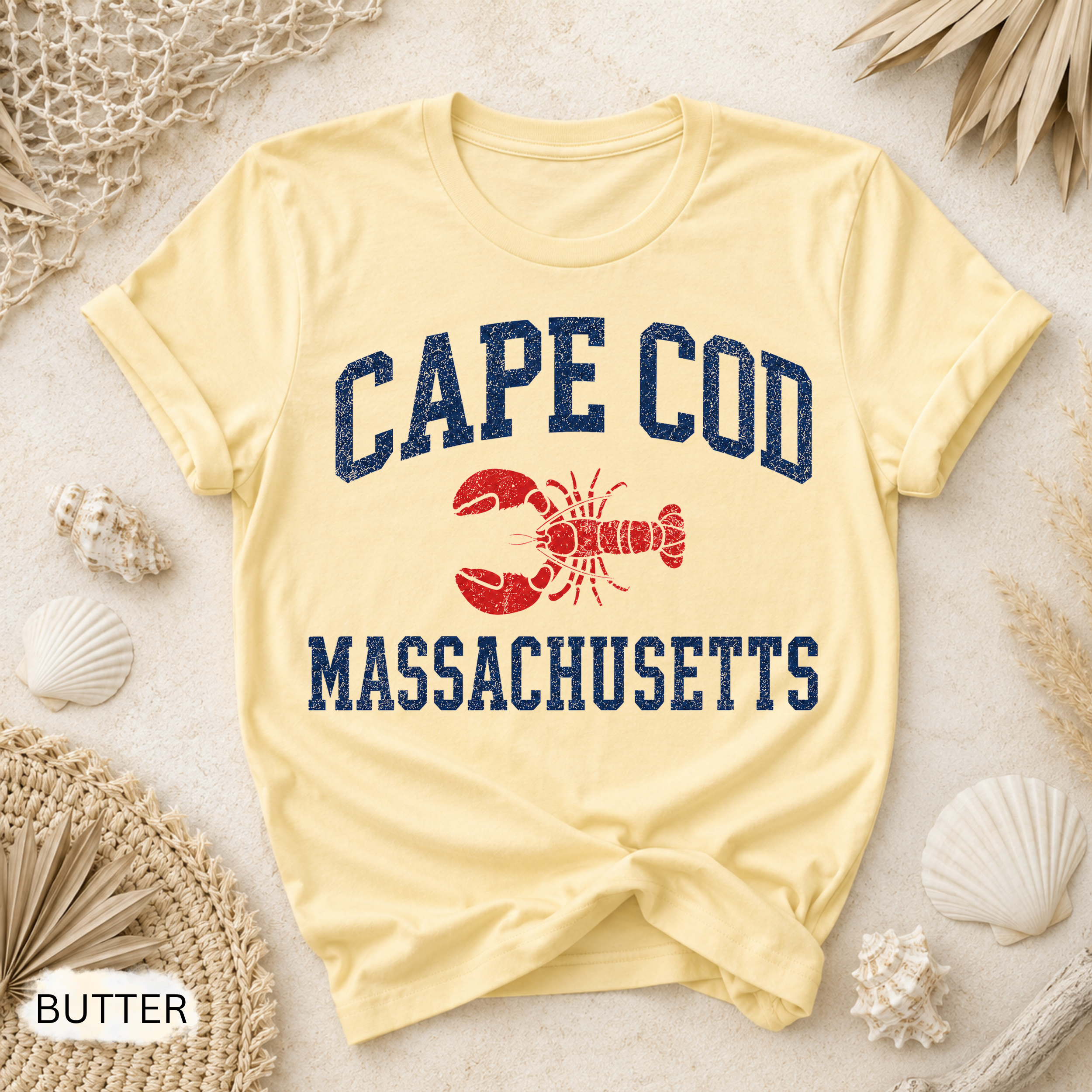 Cape Cod Massachusetts Lobster T-Shirt - Comfort Colors garment-dyed unisex tee, vintage Massachusetts lobster graphic