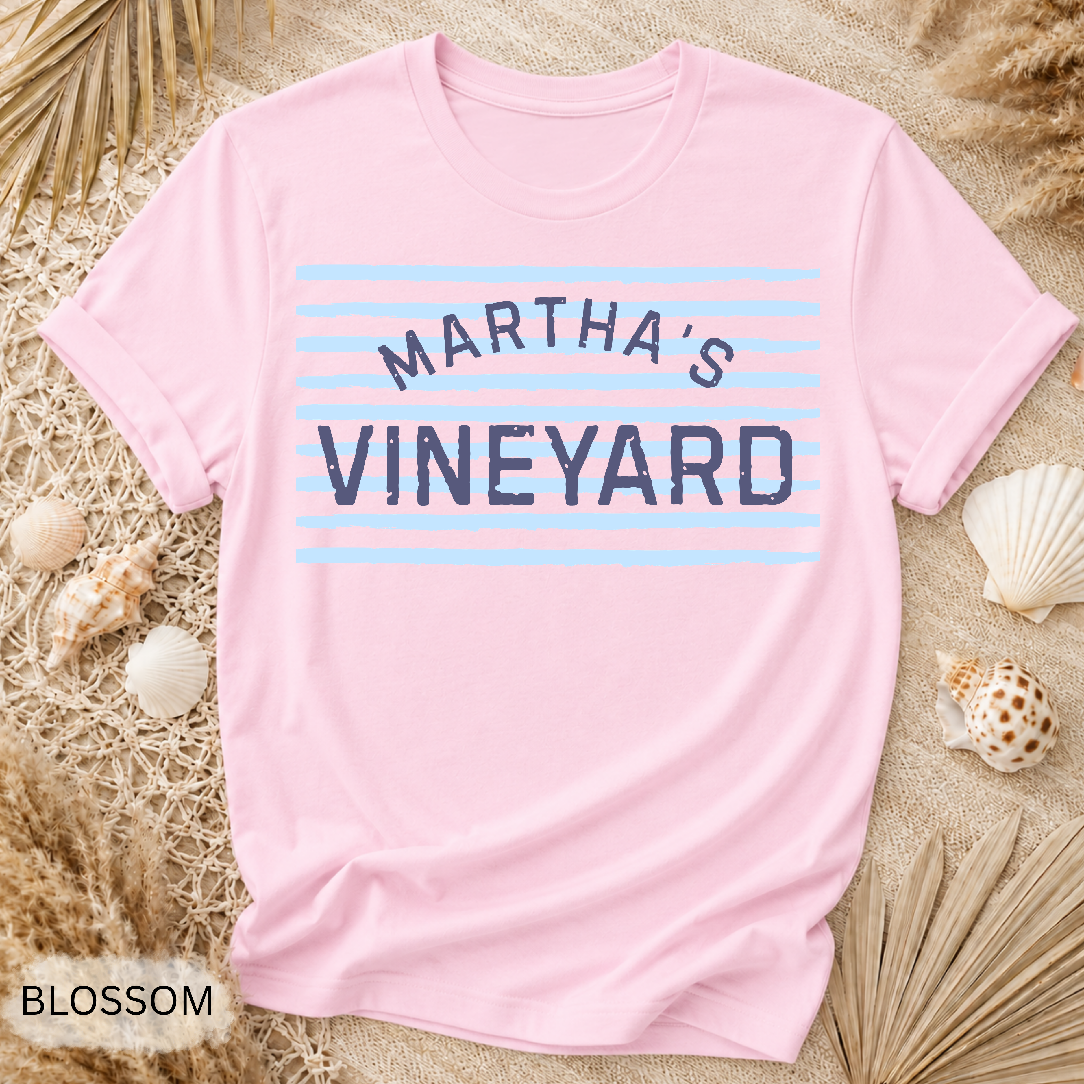 Martha's Vineyard Stripe T-Shirt - Comfort Colors garment-dyed unisex tee, striped island graphic