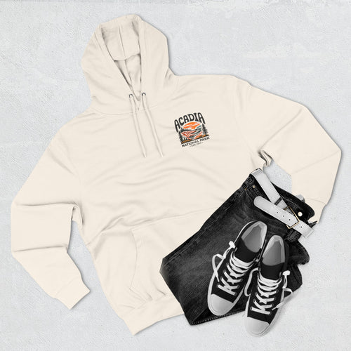 Acadia National Park Hoodie — Sunset Coastal Trail Graphic Fleece