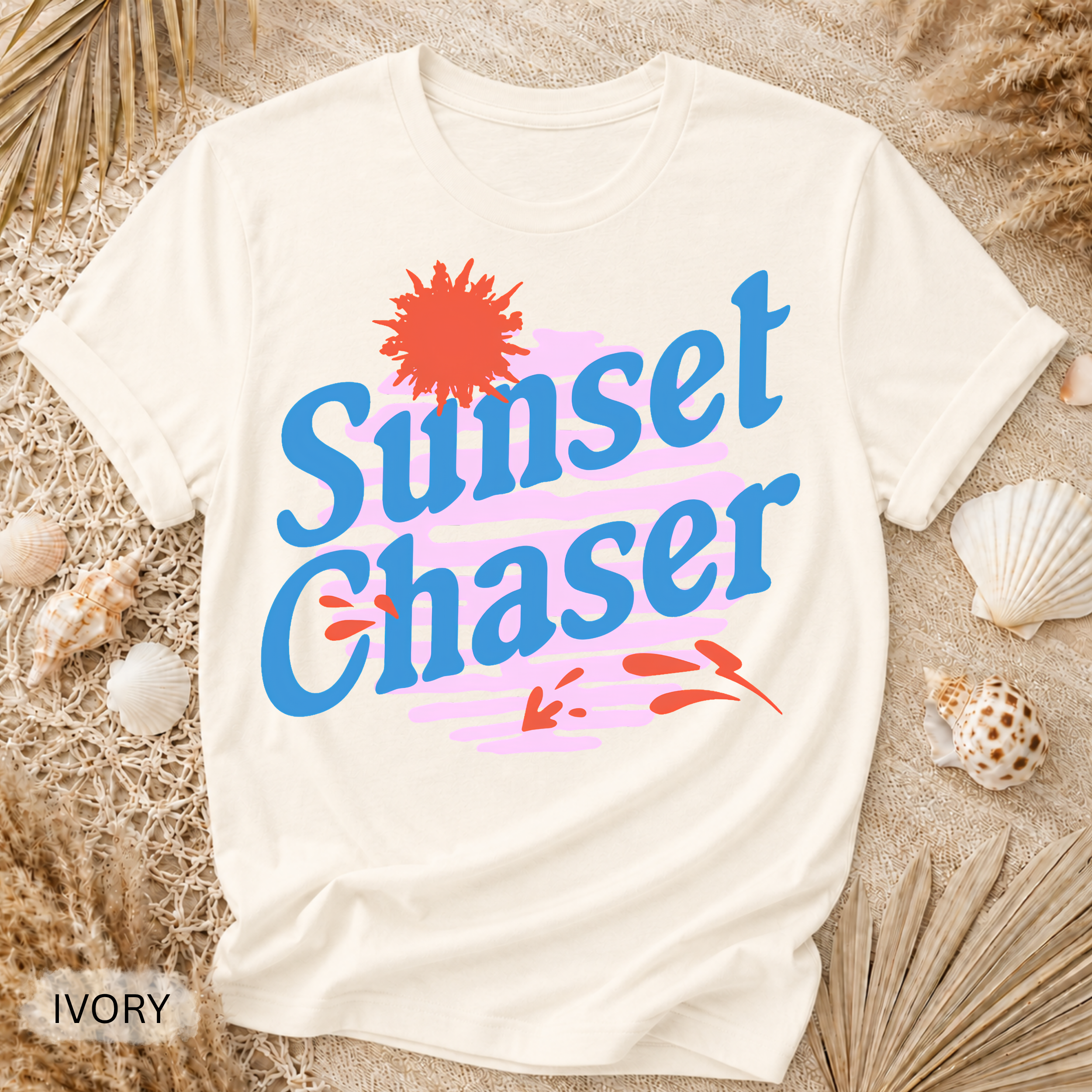 Sunset Chaser T-Shirt - Comfort Colors garment-dyed unisex tee, coastal sunset graphic