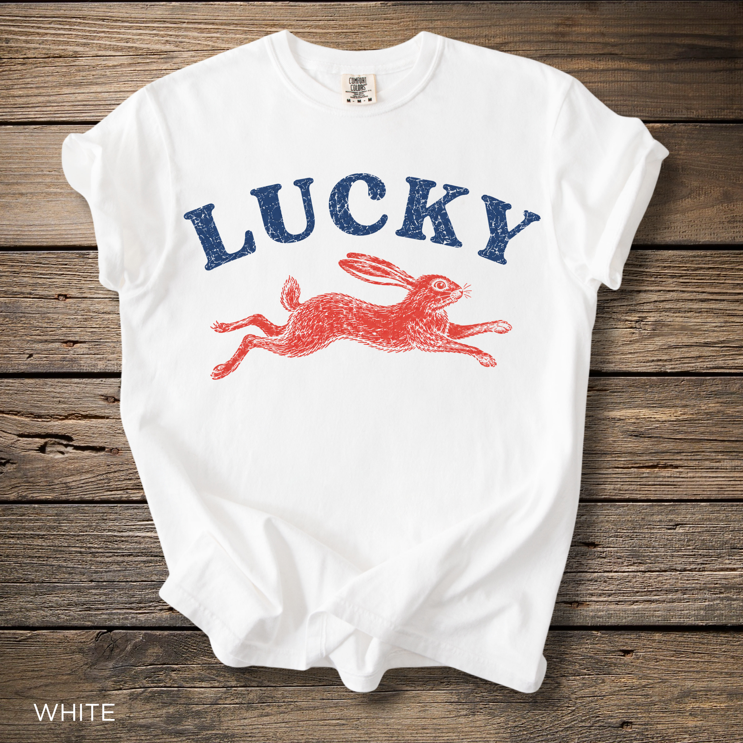 Lucky Rabbit T-Shirt - Comfort Colors garment-dyed unisex tee, vintage lucky rabbit graphic