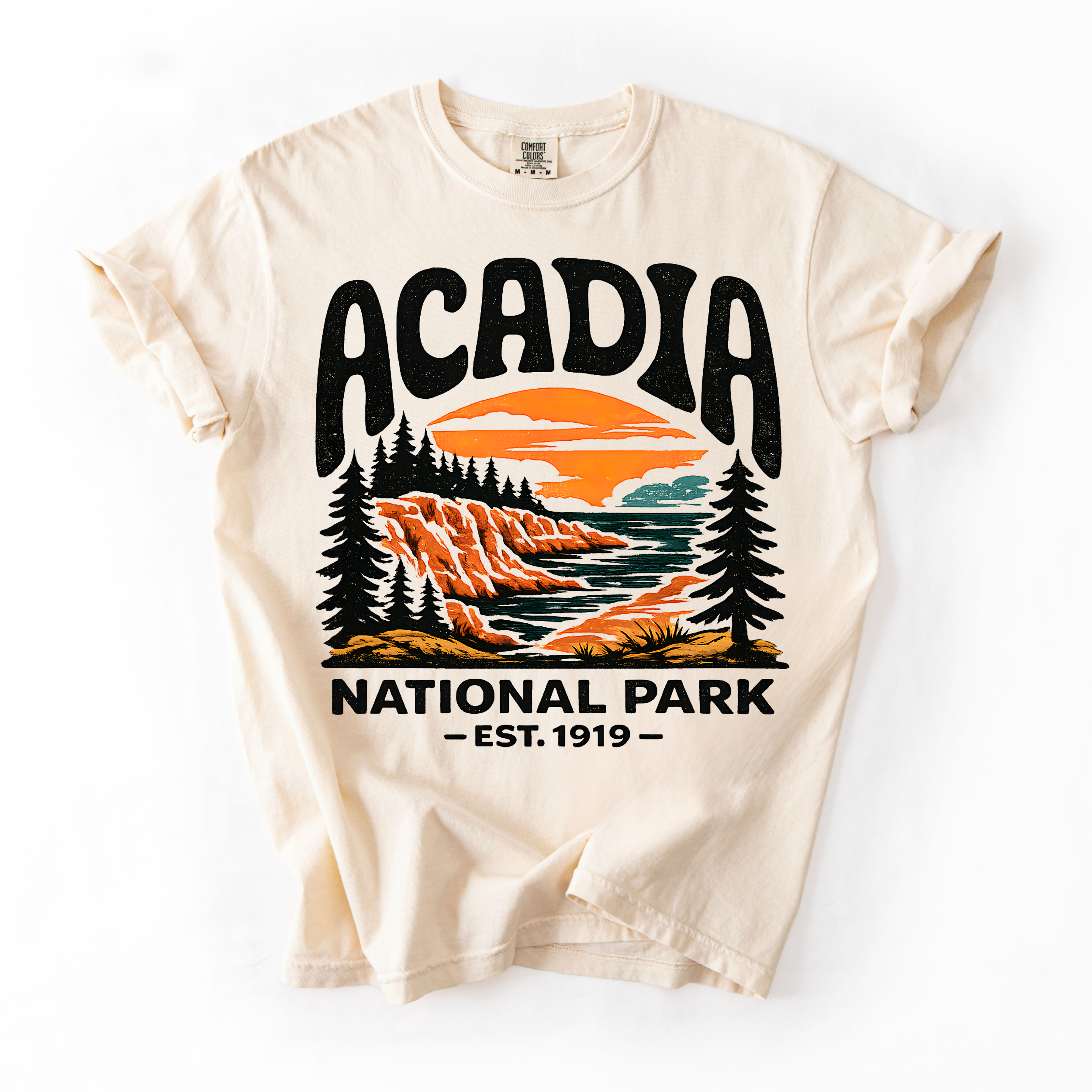 Acadia National Park T-Shirt — Scenic Coastal Sunset Tee