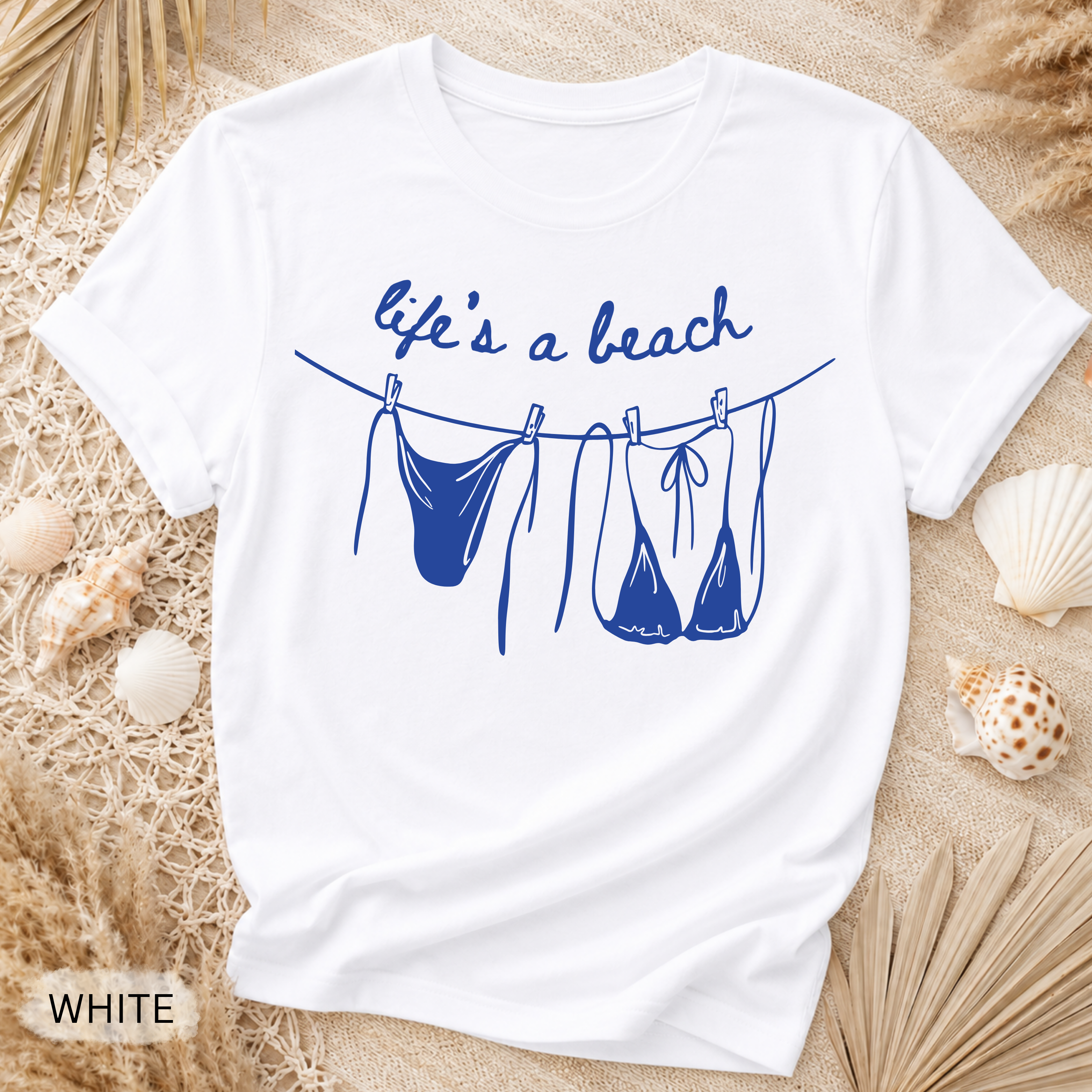 Life's a Beach Line Art T-Shirt - Comfort Colors garment-dyed unisex tee, retro beach line art graphic