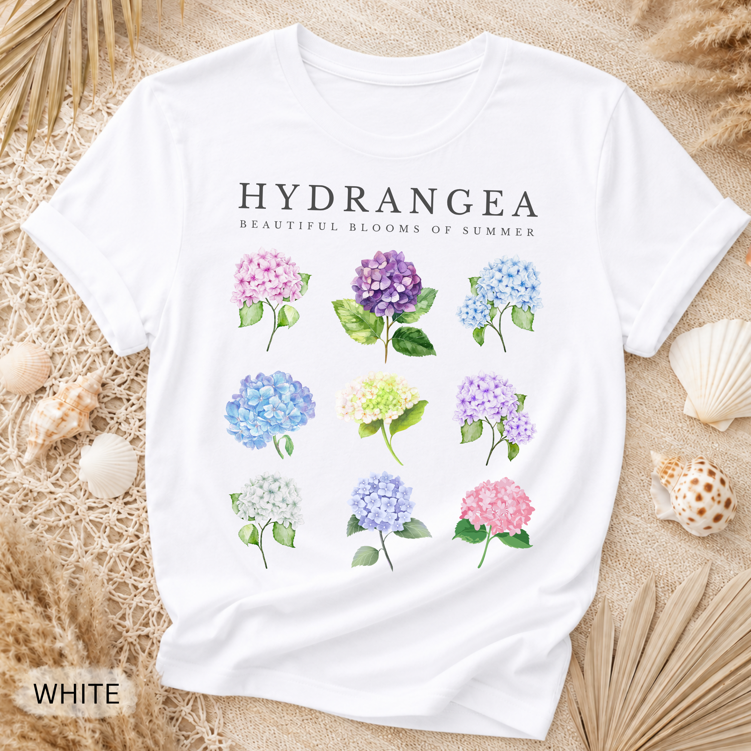 Hydrangea Floral T-Shirt - Comfort Colors garment-dyed unisex tee, botanical hydrangea graphic
