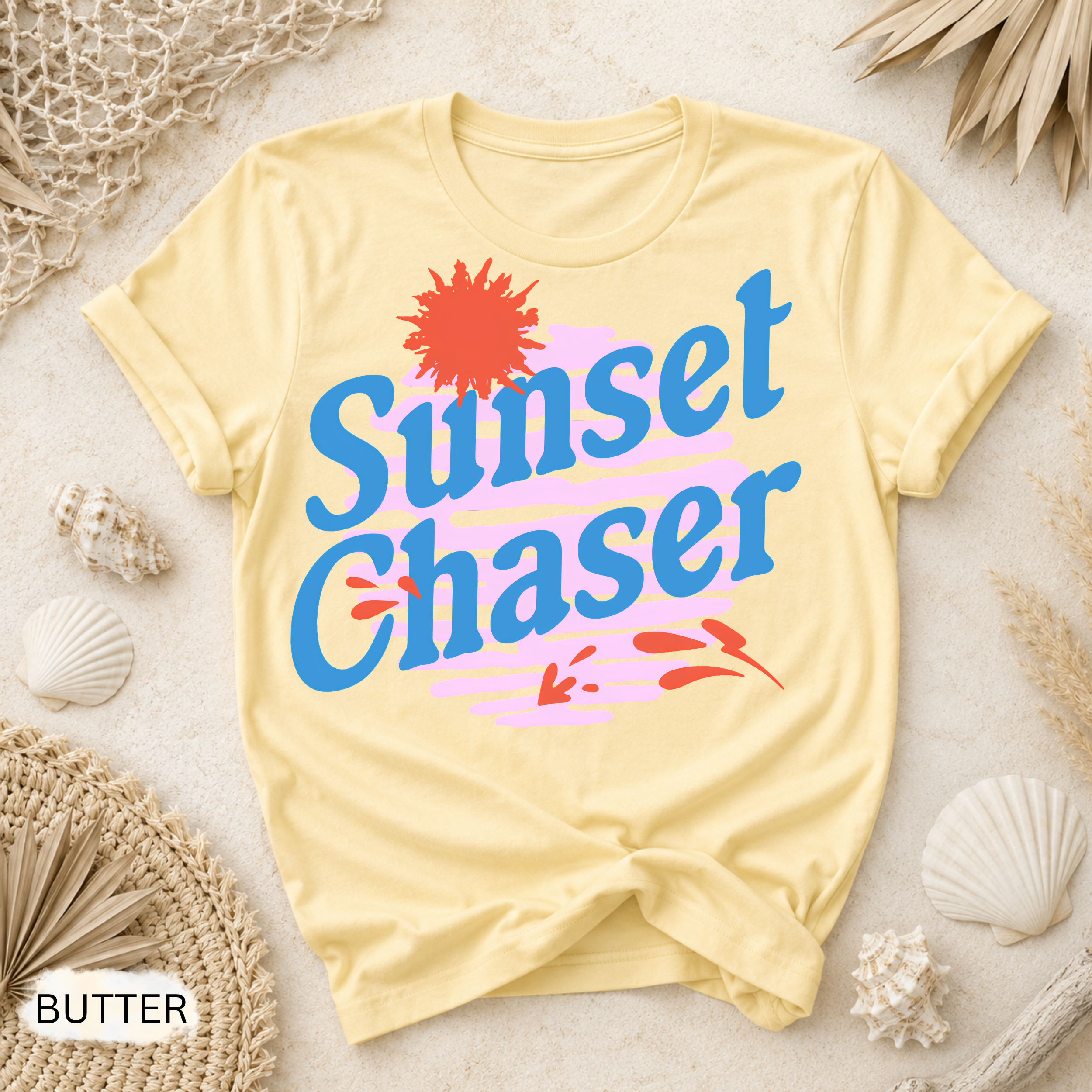 Sunset Chaser T-Shirt - Comfort Colors garment-dyed unisex tee, coastal sunset graphic