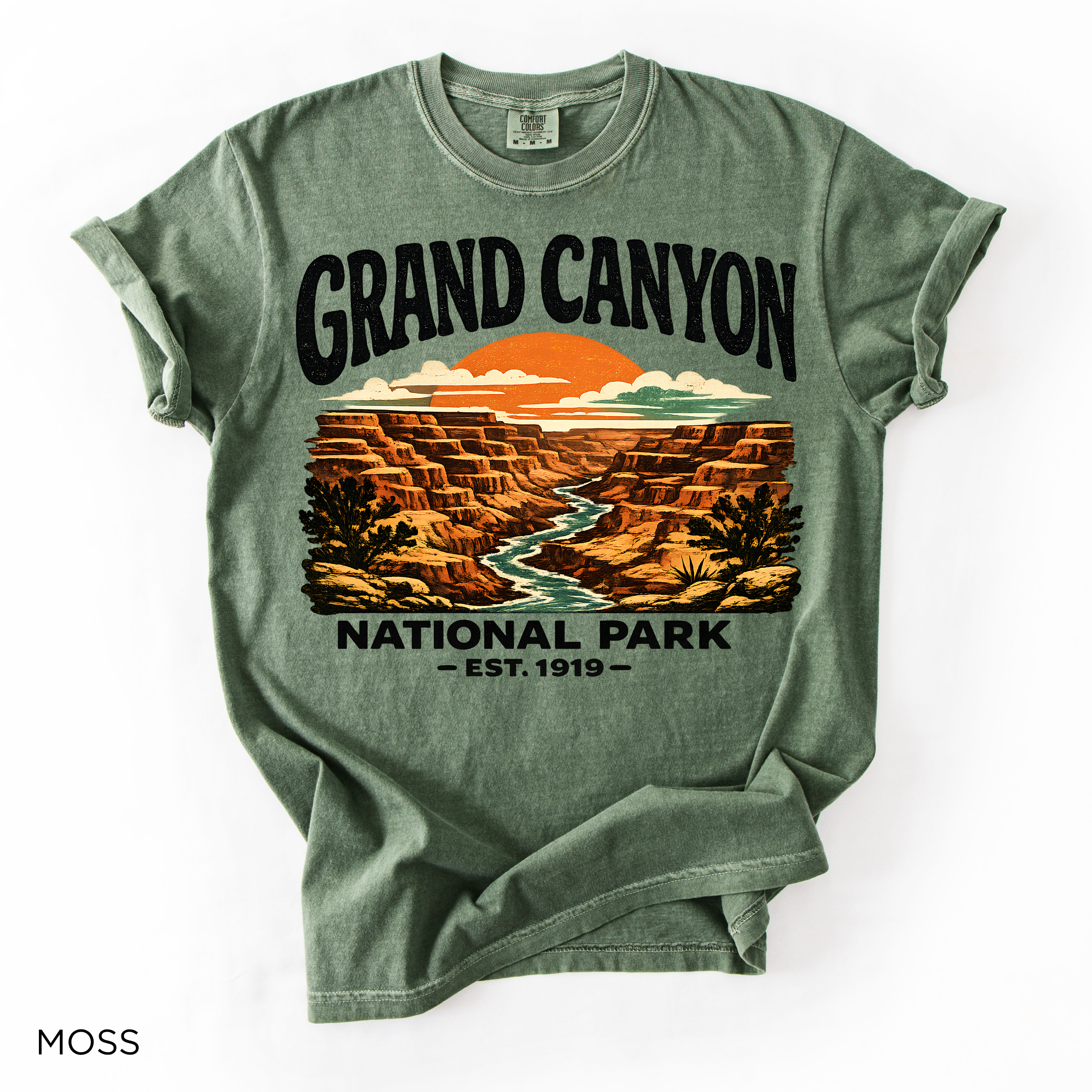 Grand Canyon National Park T-Shirt - Comfort Colors garment-dyed unisex tee, retro sunset canyon graphic