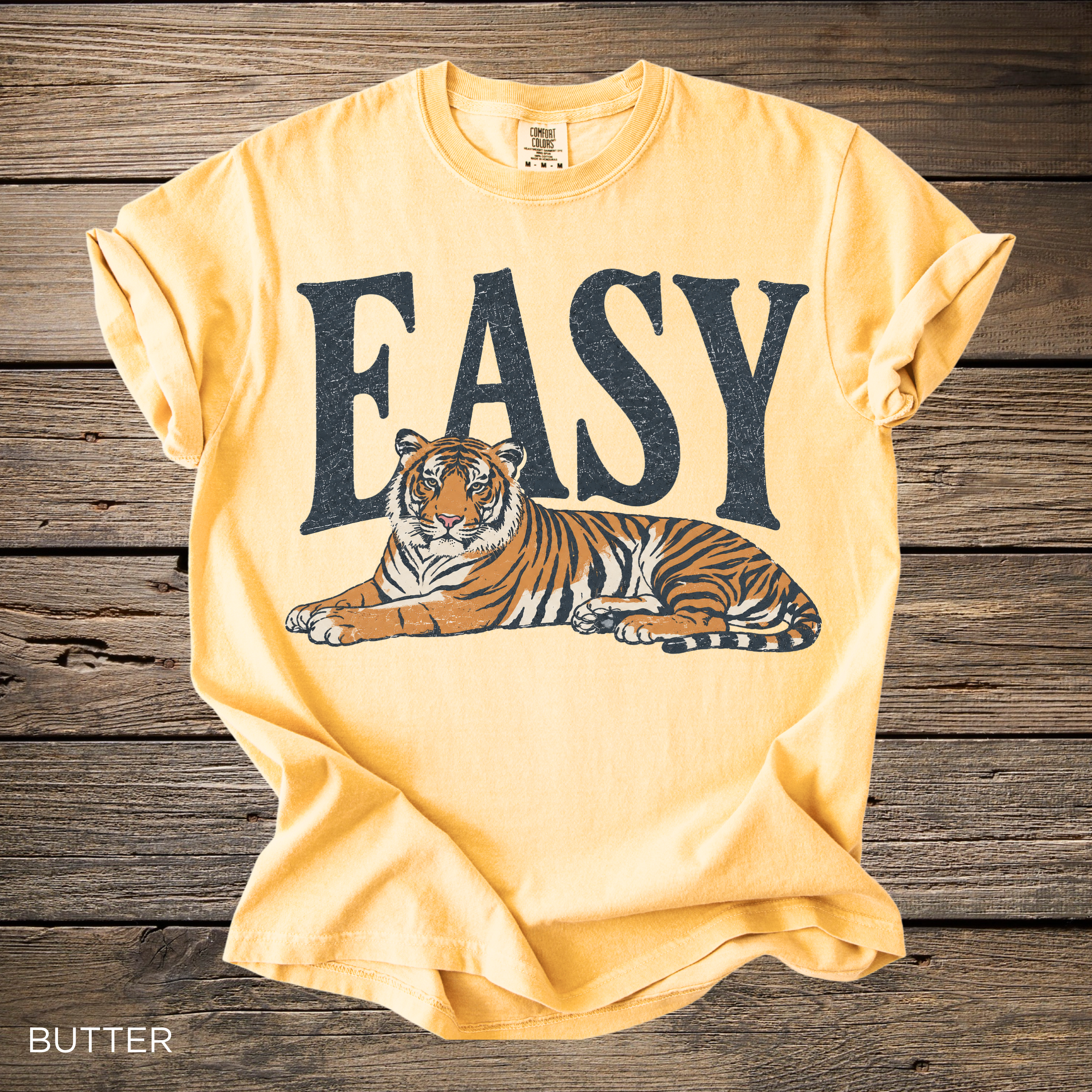 Easy Tiger T-Shirt — Relaxed Graphic Tee with Lying Tiger Design