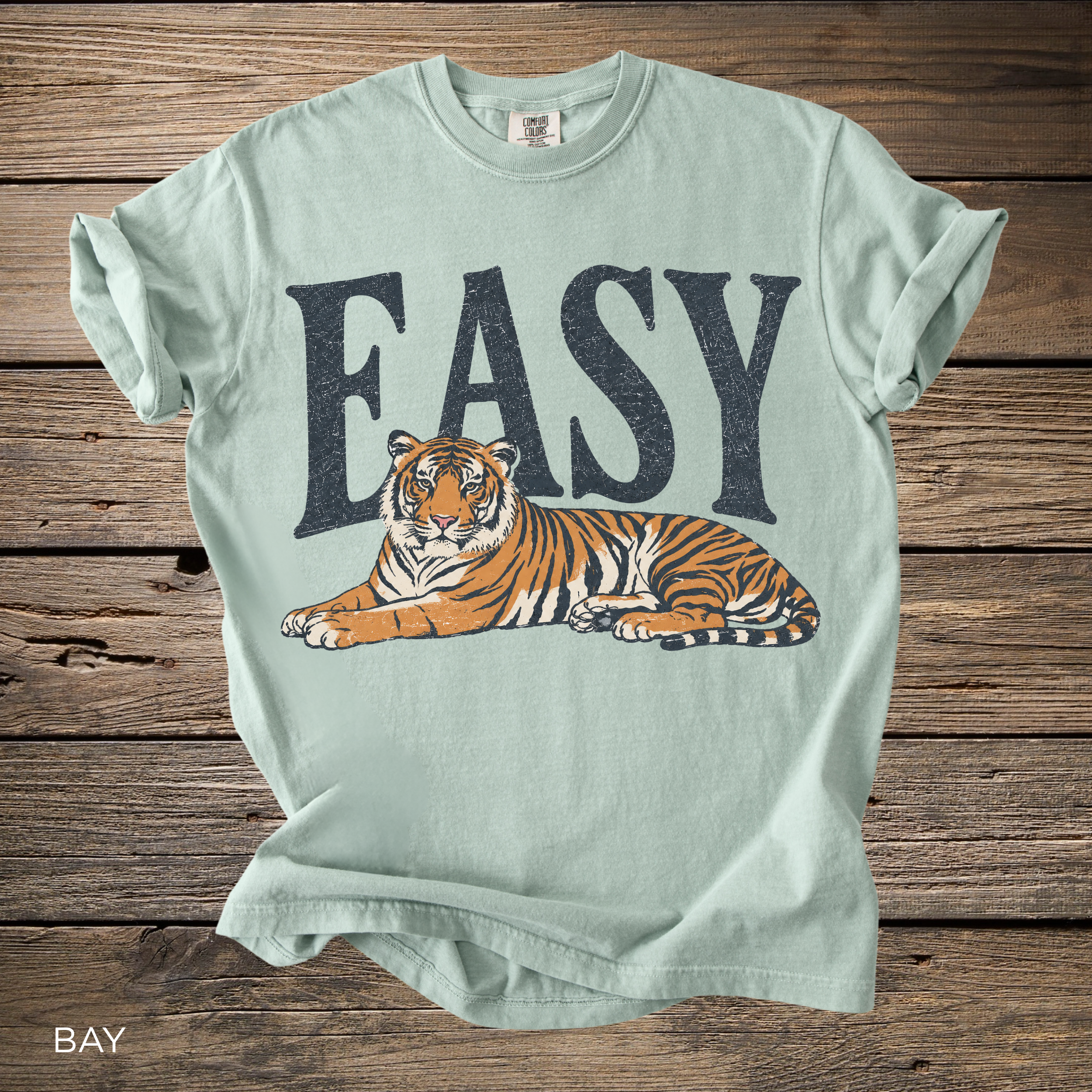 Easy Tiger T-Shirt - Comfort Colors garment-dyed unisex tee, relaxed lying tiger graphic