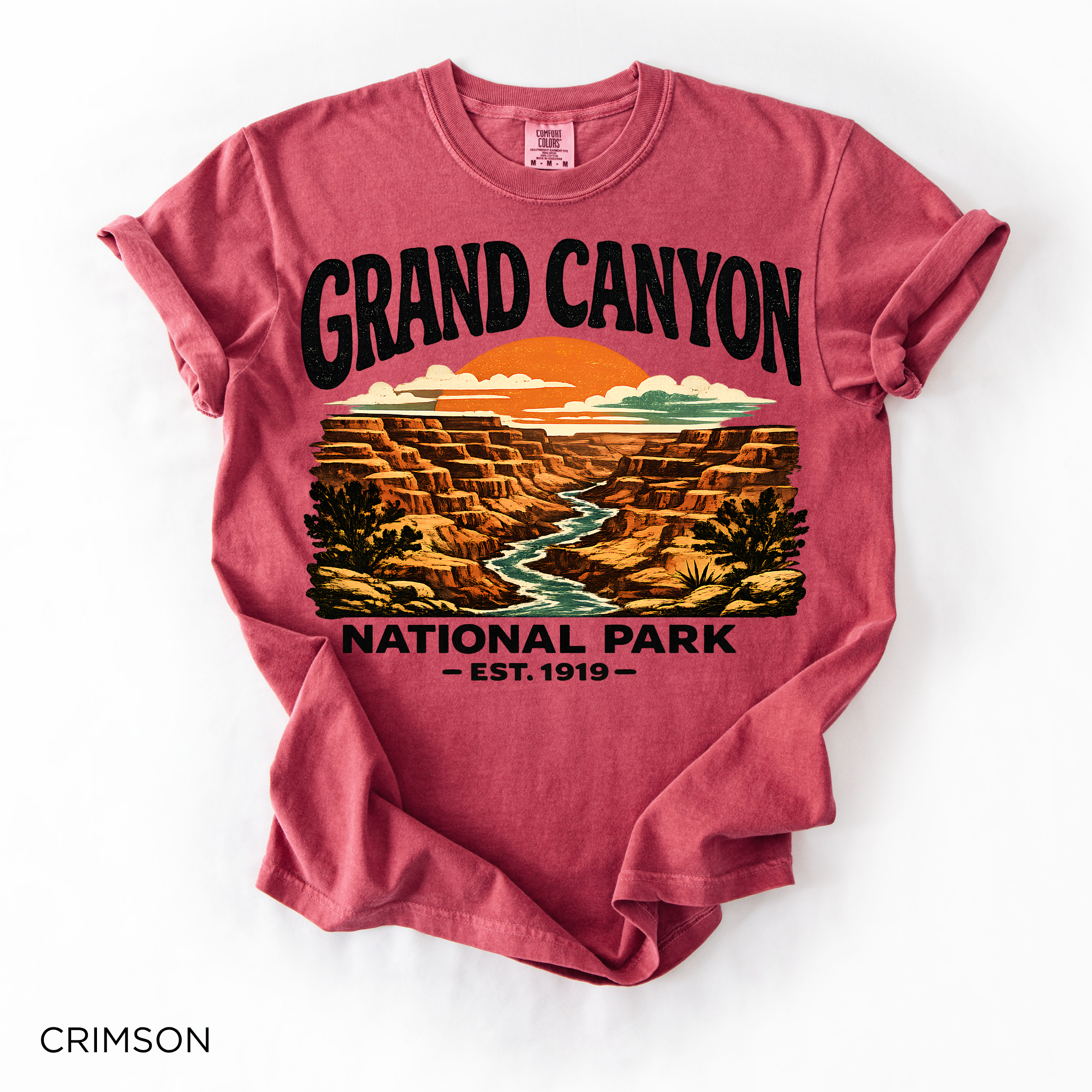 Grand Canyon National Park T-Shirt - Comfort Colors garment-dyed unisex tee, retro sunset canyon graphic
