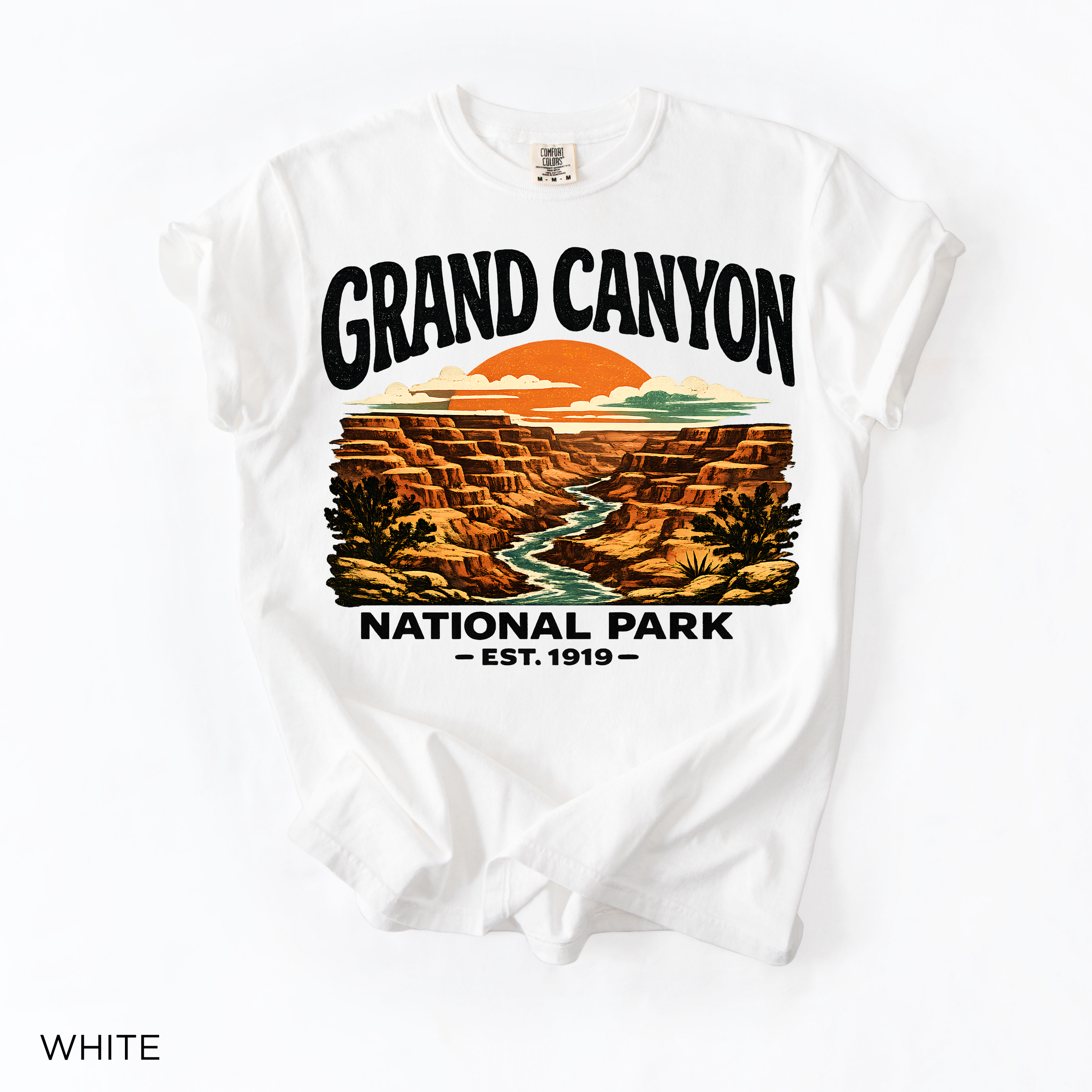 Grand Canyon National Park T-Shirt - Comfort Colors garment-dyed unisex tee, retro sunset canyon graphic