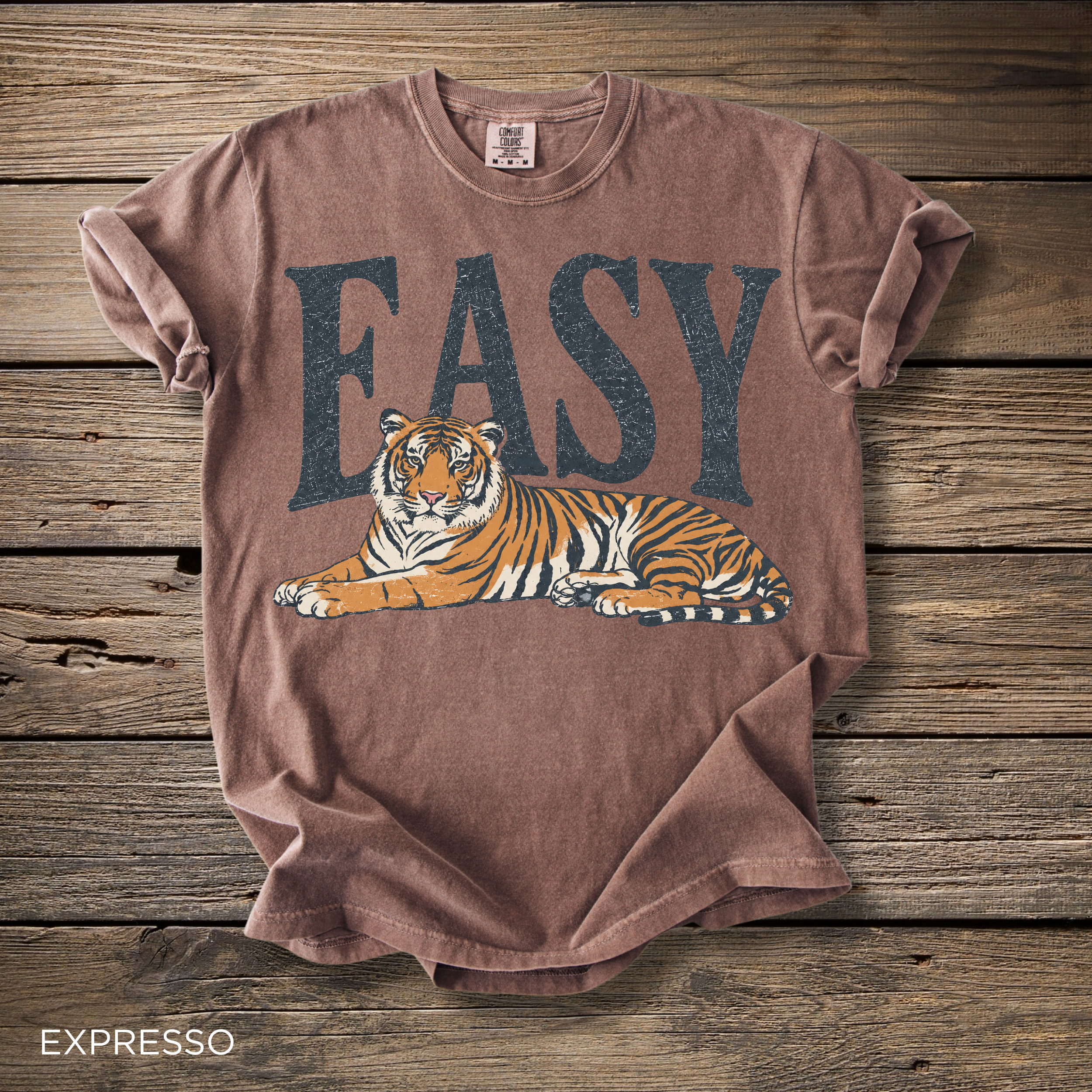 Easy Tiger T-Shirt - Comfort Colors garment-dyed unisex tee, relaxed lying tiger graphic