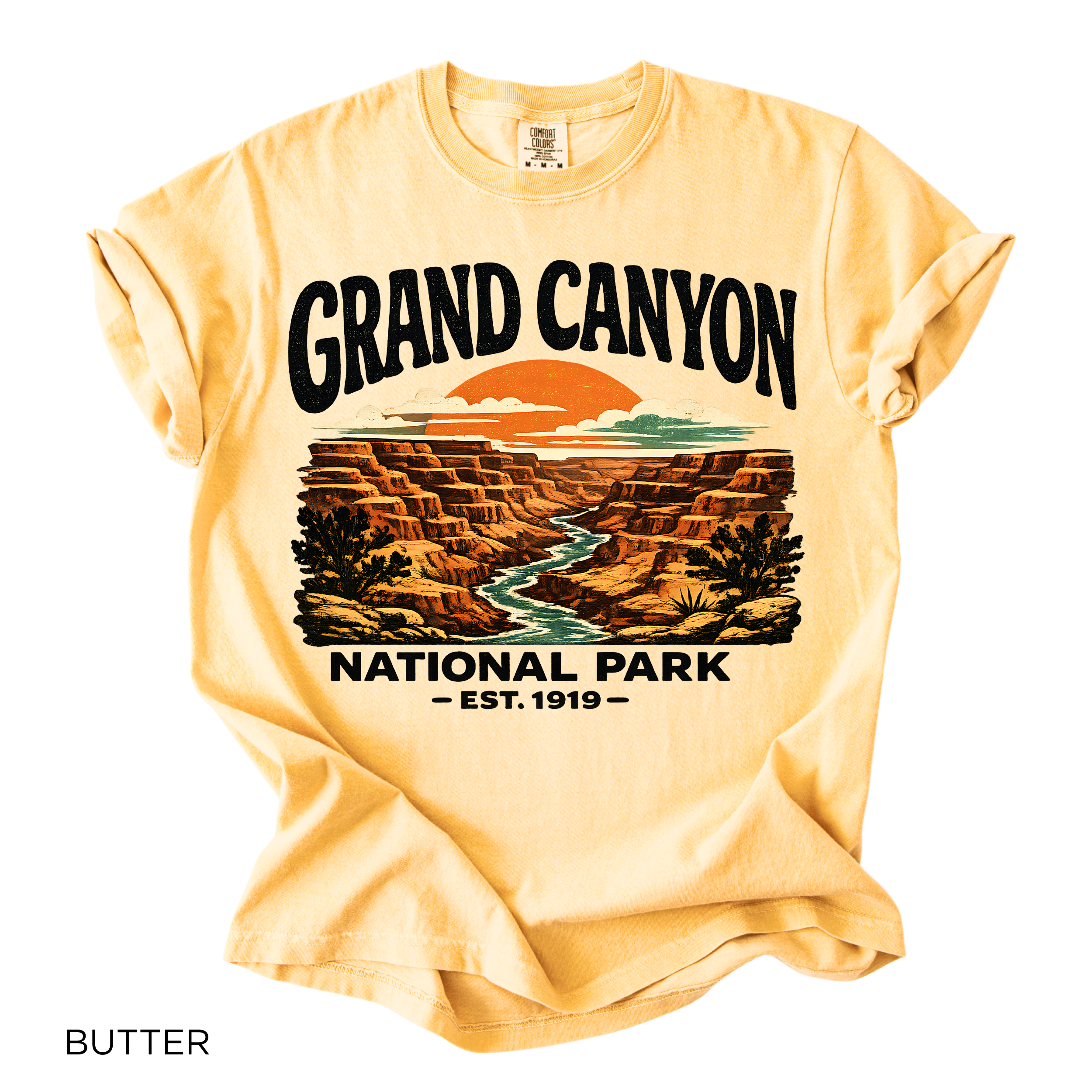 Grand Canyon National Park T-Shirt - Comfort Colors garment-dyed unisex tee, retro sunset canyon graphic