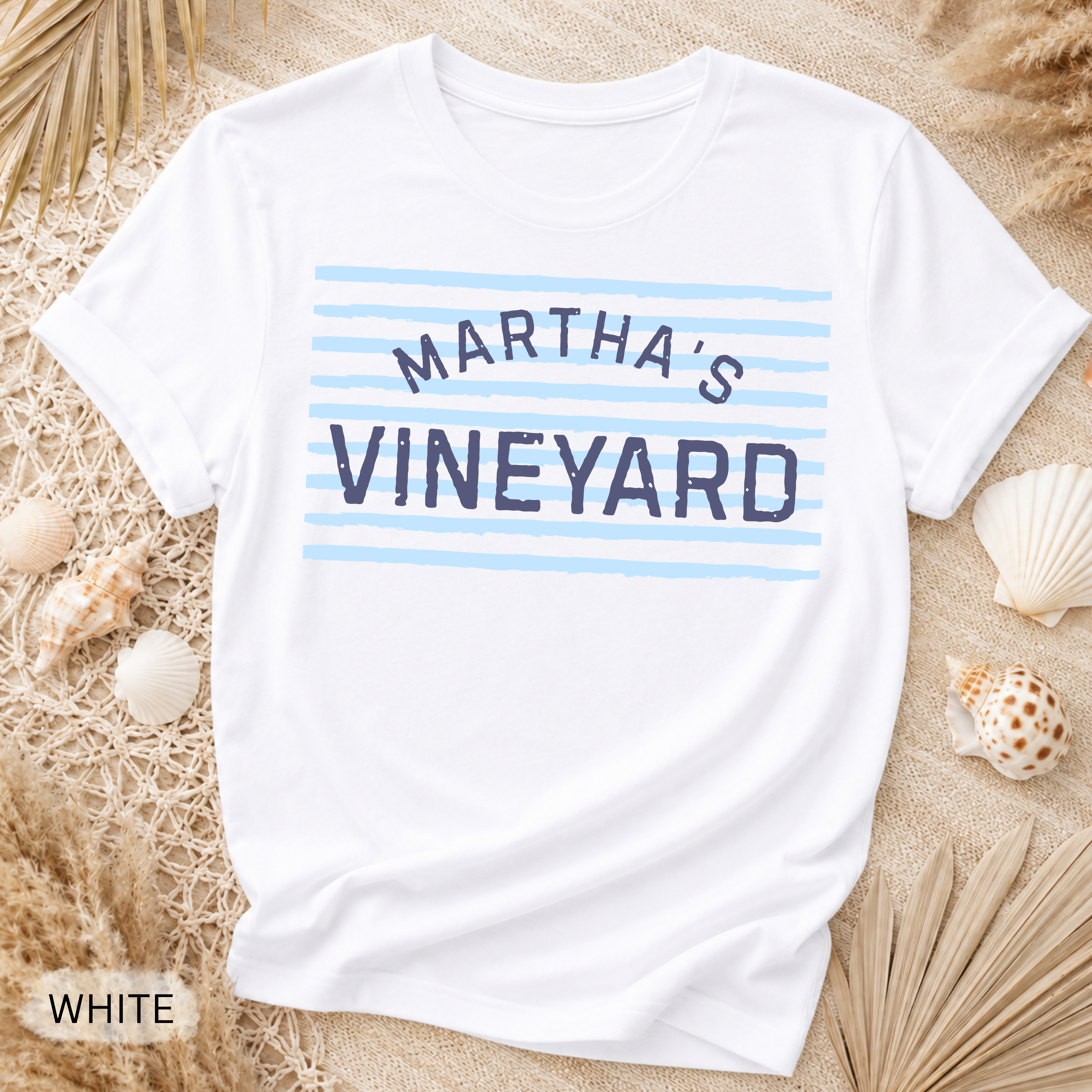 Martha's Vineyard Stripe T-Shirt - Comfort Colors garment-dyed unisex tee, striped island graphic