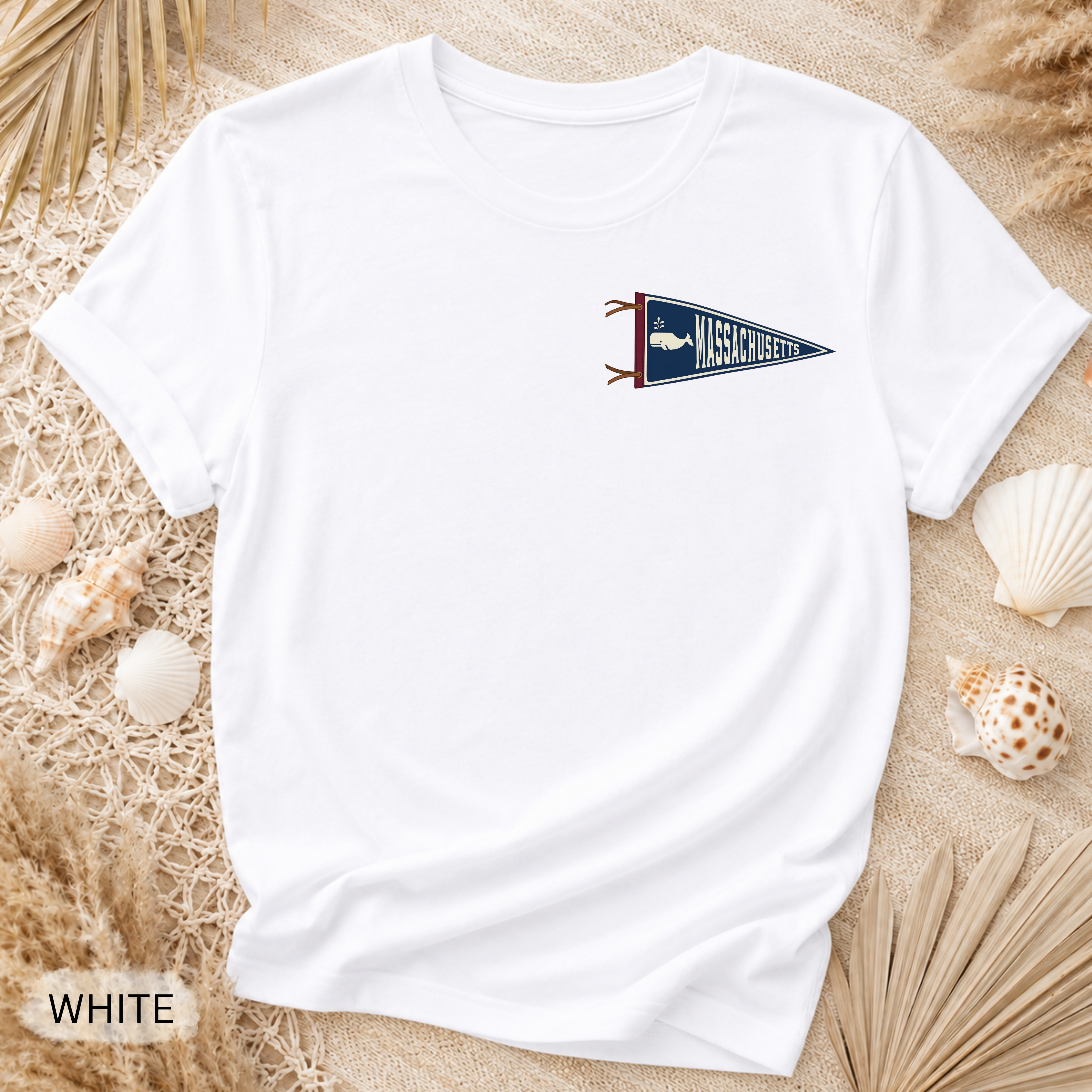 Cape Cod & Nantucket Pennant T-Shirt - Comfort Colors garment-dyed unisex tee, retro college pennant graphic