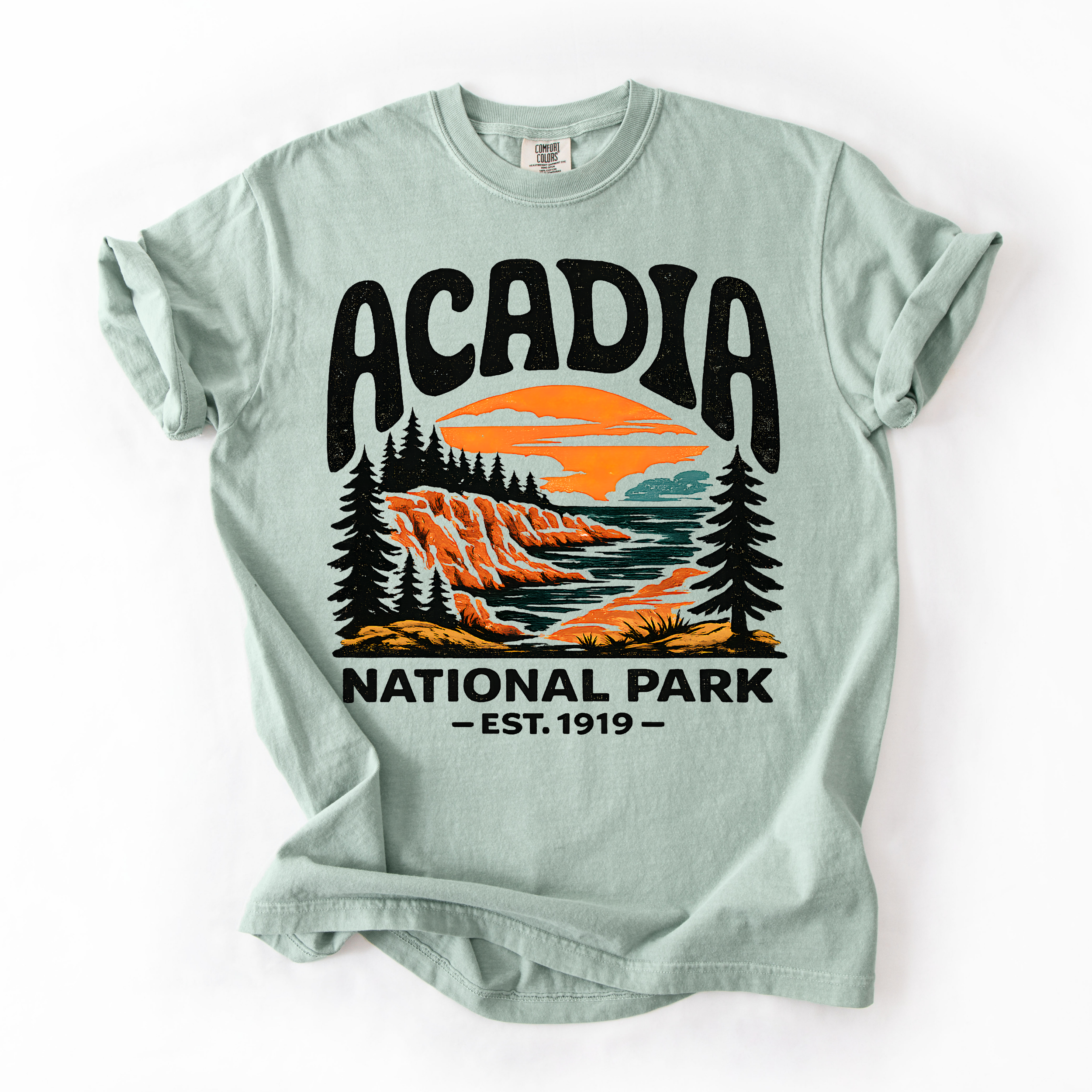 Acadia National Park T-Shirt — Scenic Coastal Sunset Tee