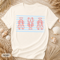 Nautical Lobster Stripe T-Shirt - Comfort Colors garment-dyed unisex tee, nautical lobster stripe graphic
