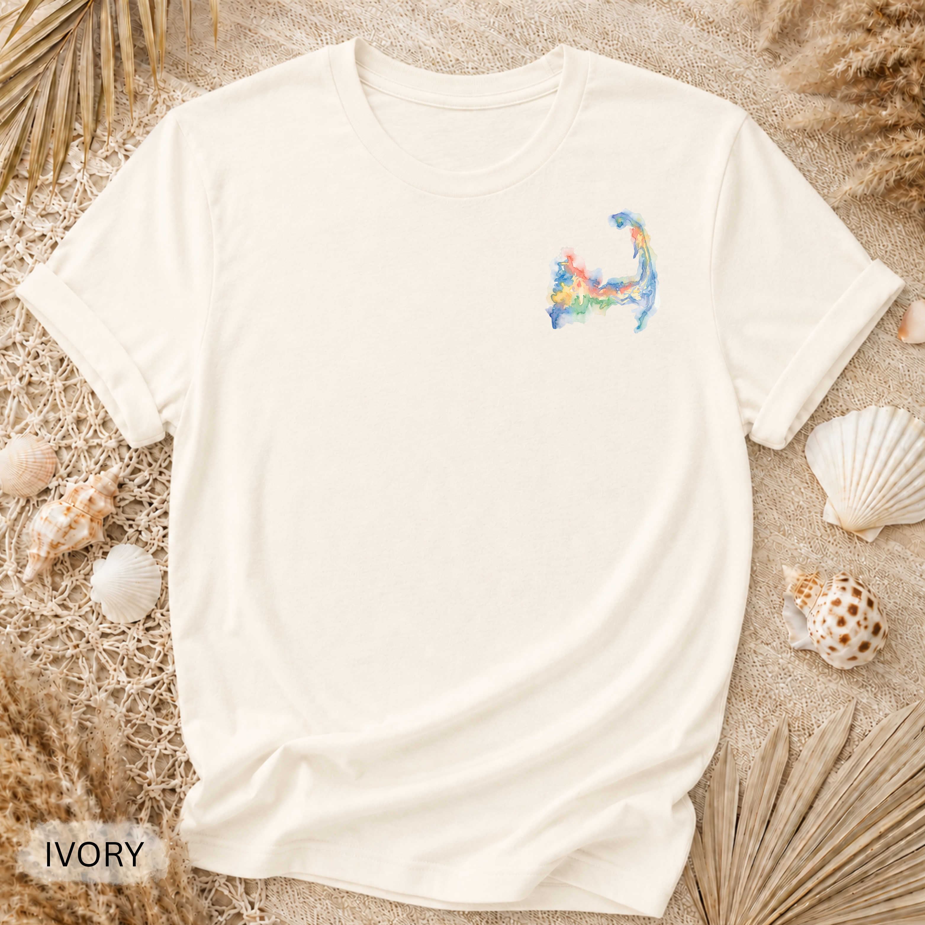 Cape Cod Watercolor T-Shirt - Comfort Colors garment-dyed unisex tee, watercolor coastal graphic
