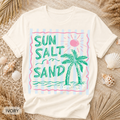 Sun Salt Sand Retro Stripe T-Shirt - Comfort Colors garment-dyed unisex tee, retro coastal stripe graphic