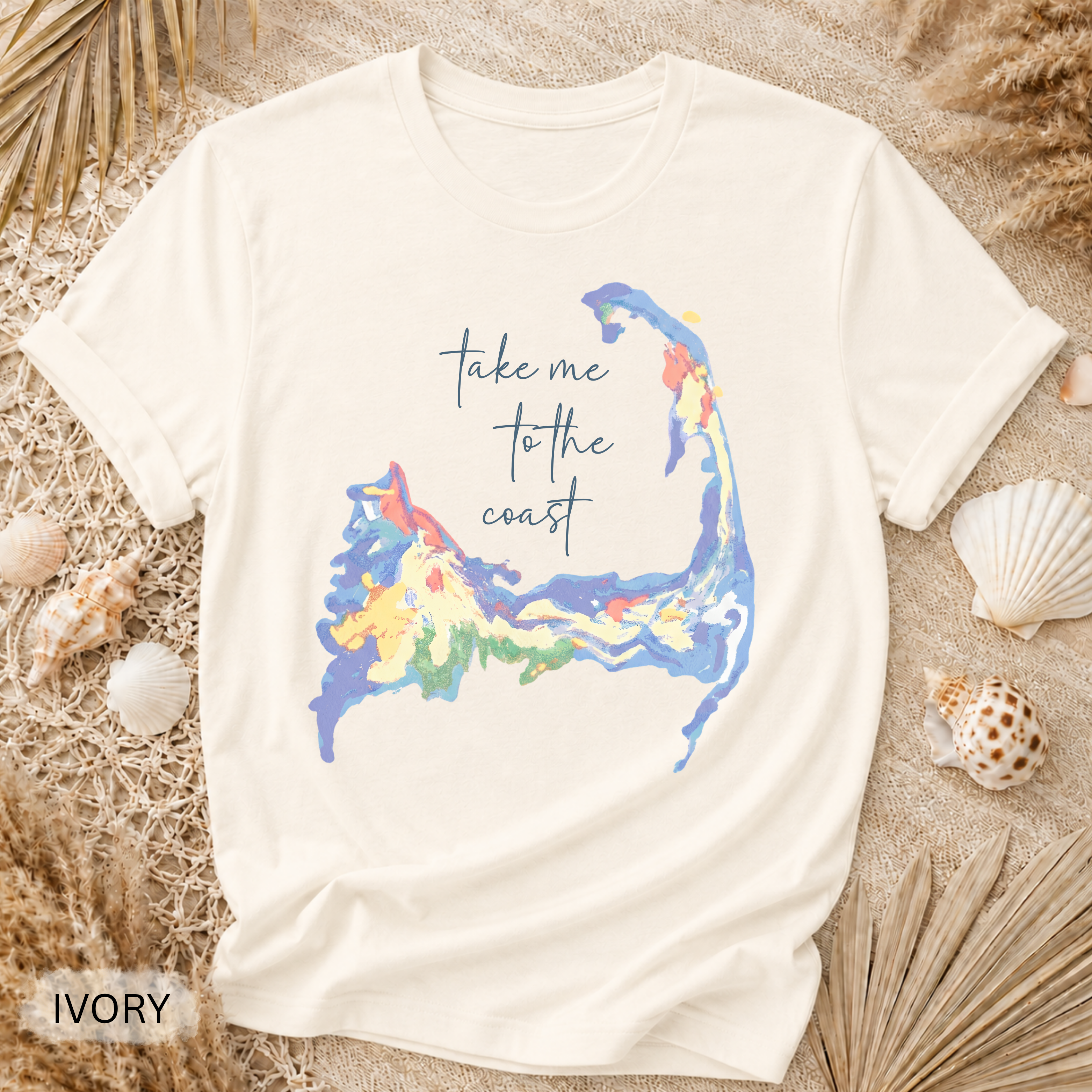 Cape Cod Watercolor Floral T-Shirt - Comfort Colors garment-dyed unisex tee, boho watercolor floral graphic