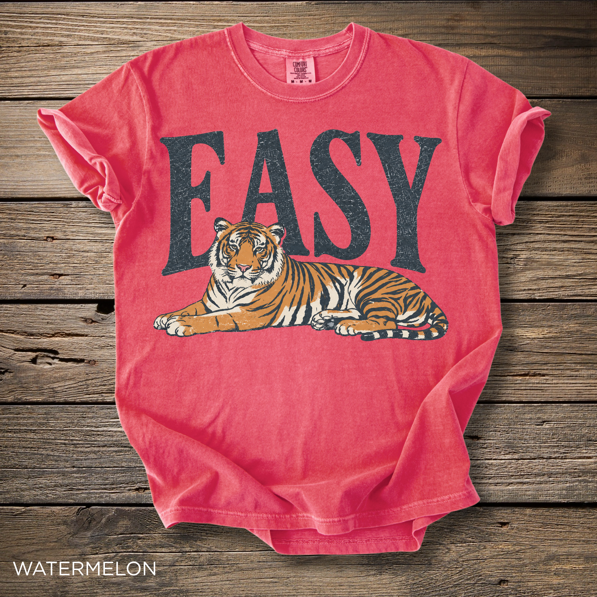 Easy Tiger T-Shirt - Comfort Colors garment-dyed unisex tee, relaxed lying tiger graphic