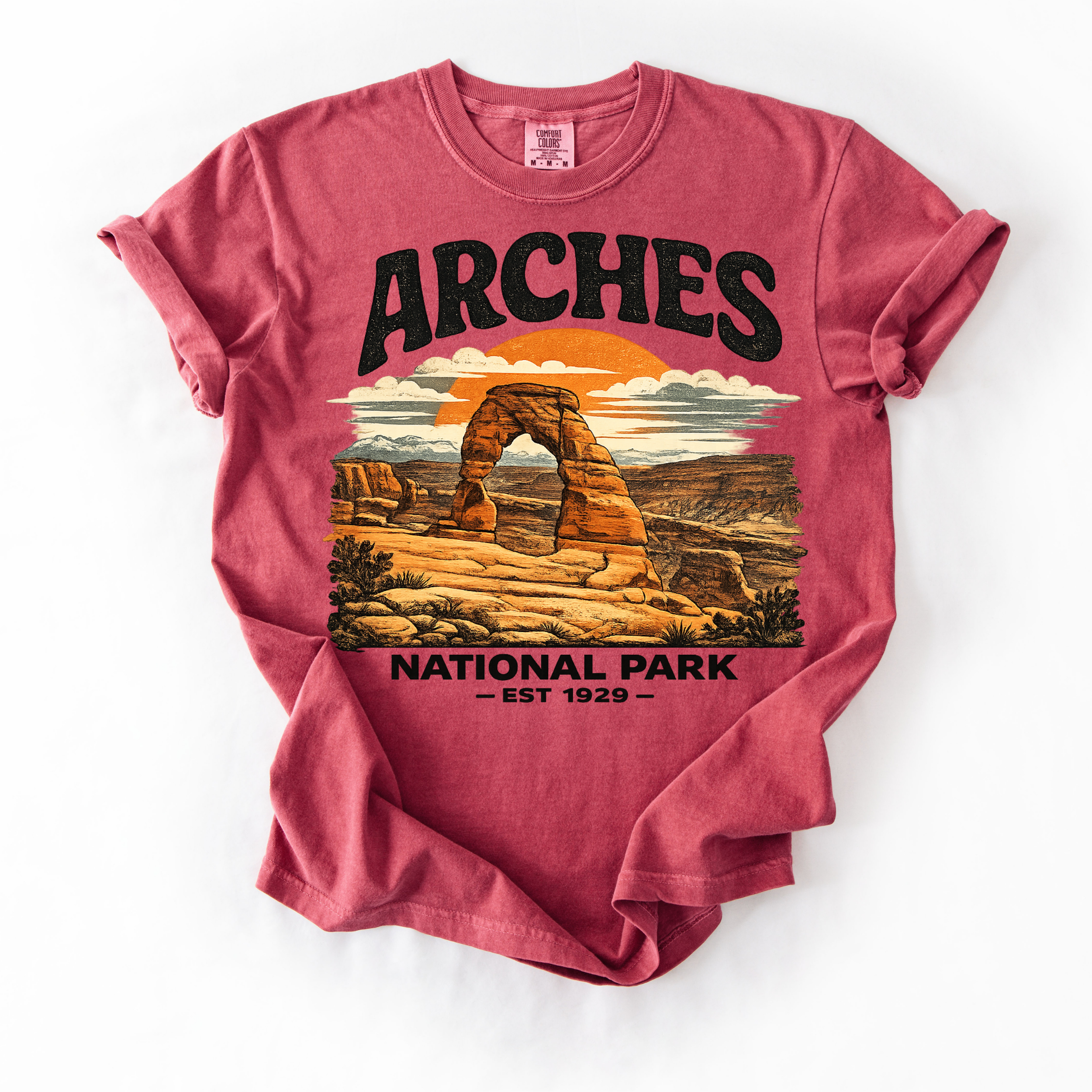 Arches National Park T-Shirt — Vintage Sunset Desert Arch Tee