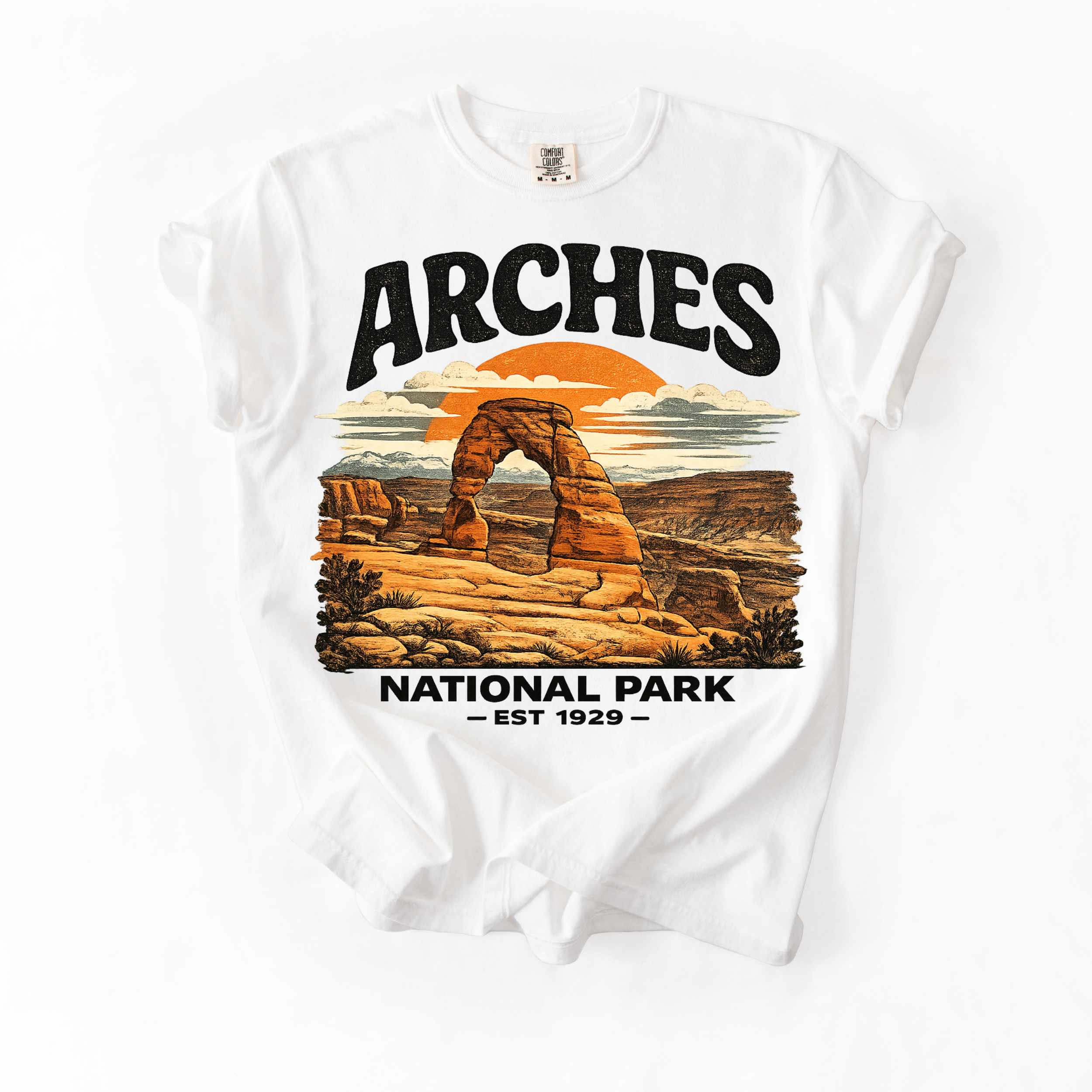 Arches National Park T-Shirt — Vintage Sunset Desert Arch Tee