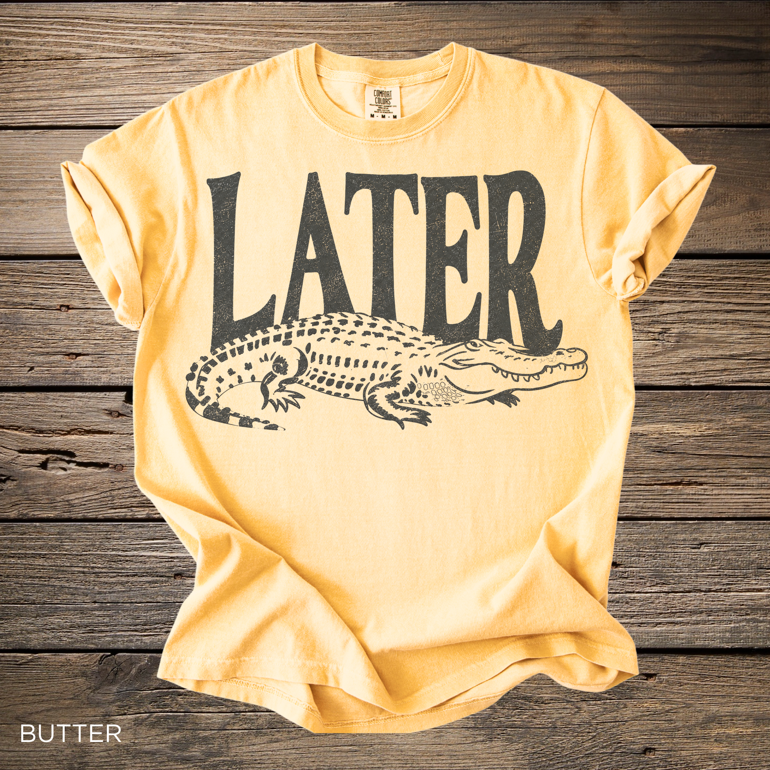 Later Gator T‑Shirt — Graphic Crocodile Tee with 'LATER' Text
