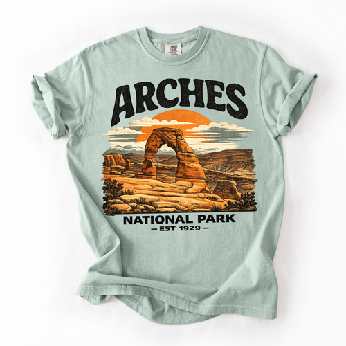 Arches National Park T-Shirt — Vintage Sunset Desert Arch Tee