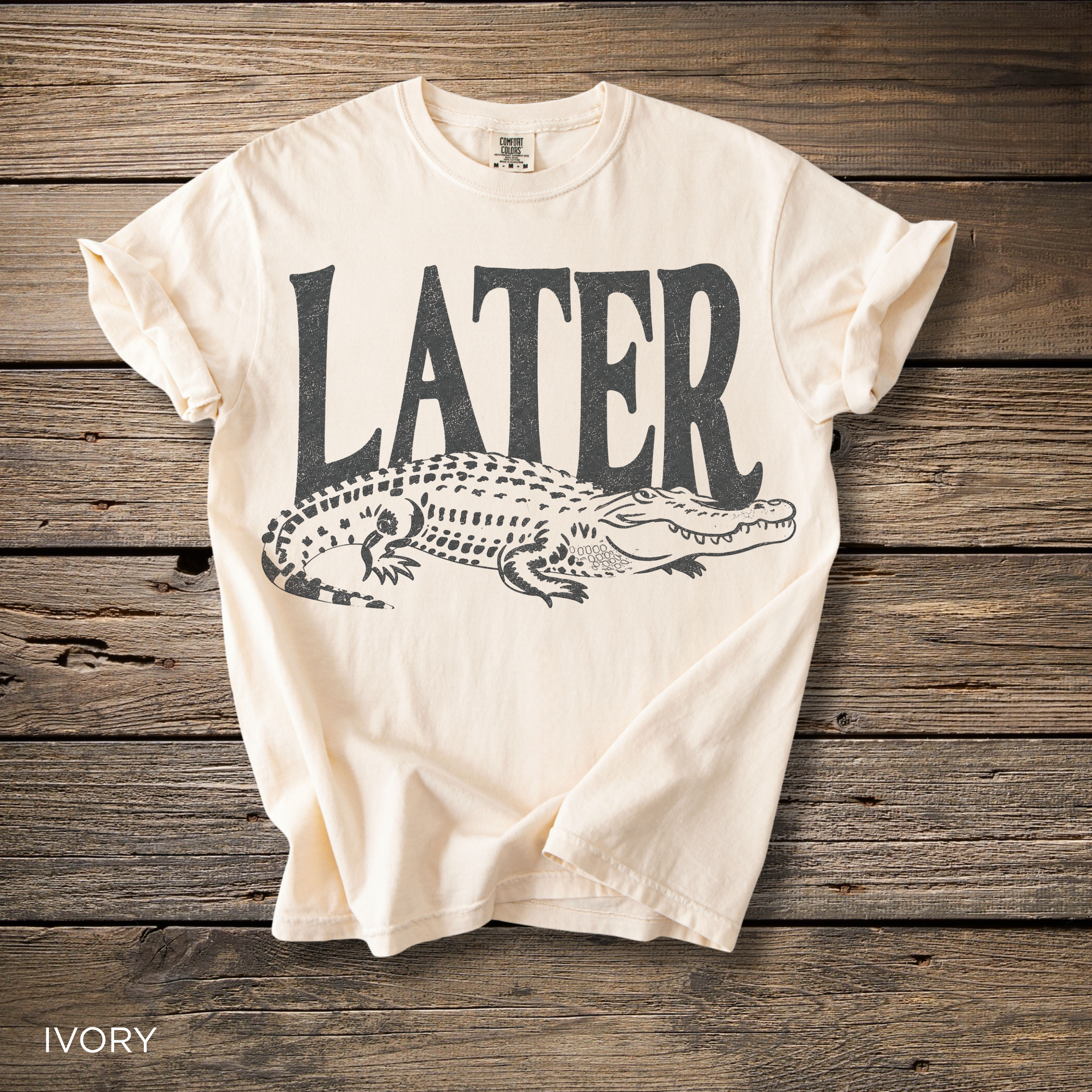 Later Gator T‑Shirt — Graphic Crocodile Tee with 'LATER' Text