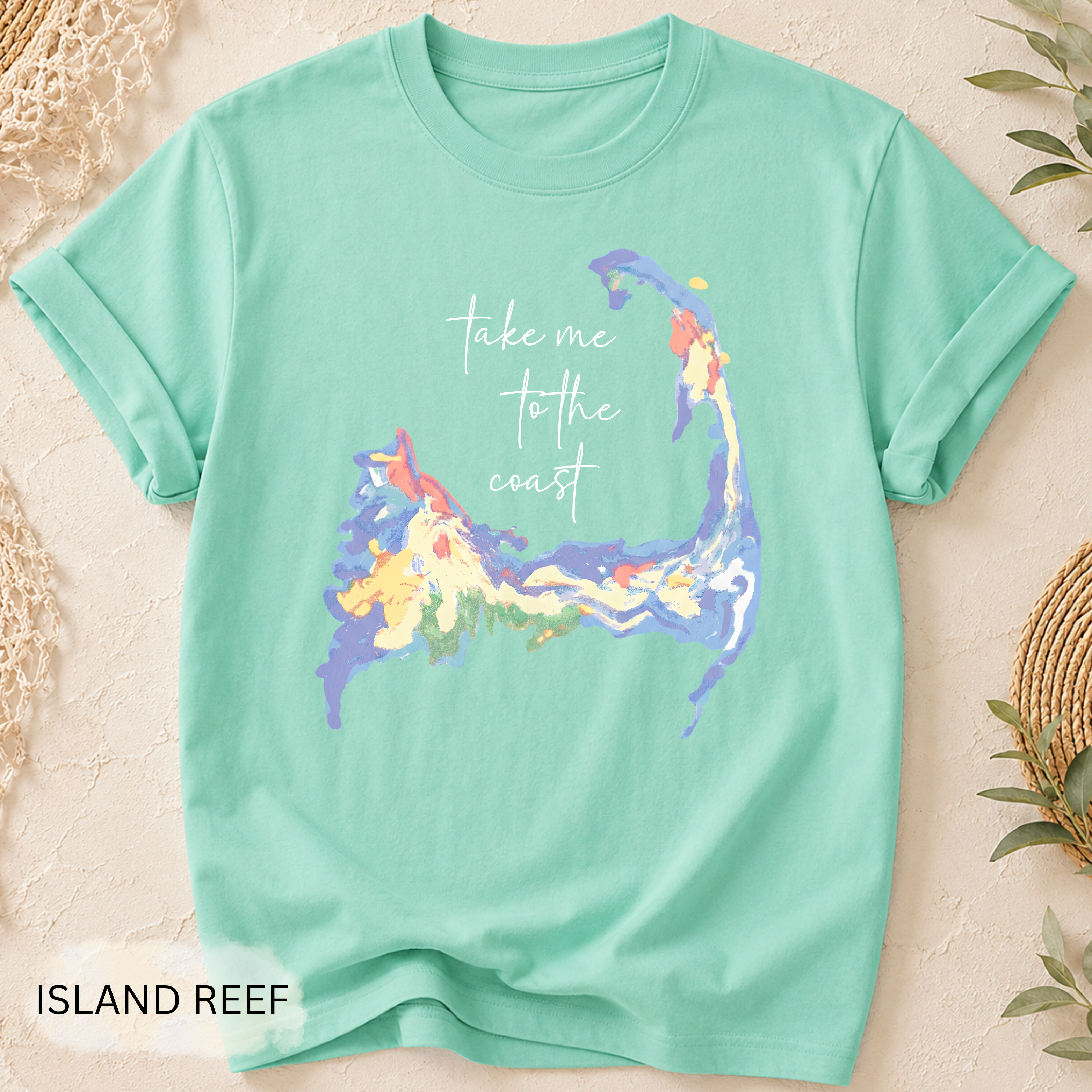Cape Cod Watercolor Floral T-Shirt - Comfort Colors garment-dyed unisex tee, boho watercolor floral graphic