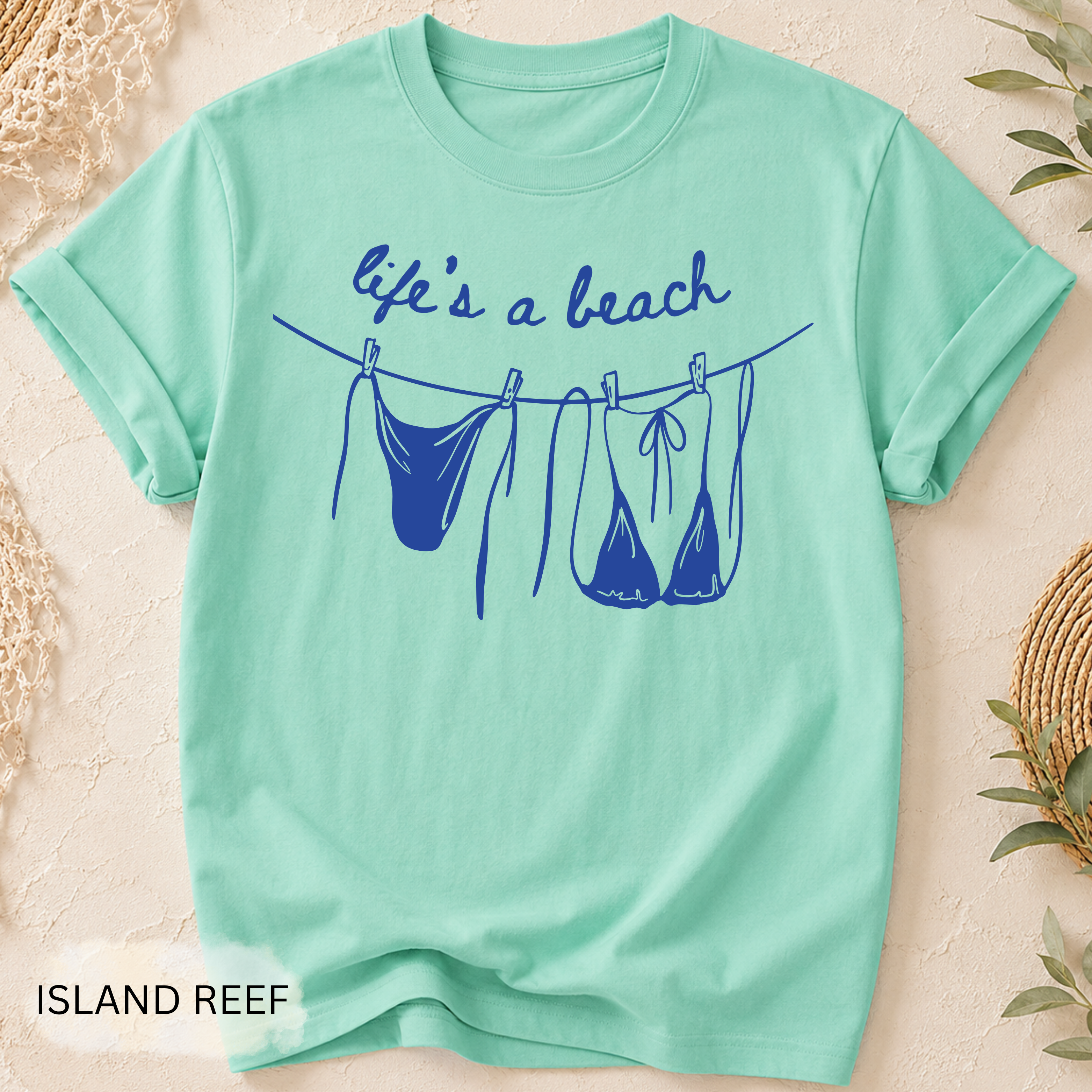 Life's a Beach Line Art T-Shirt
