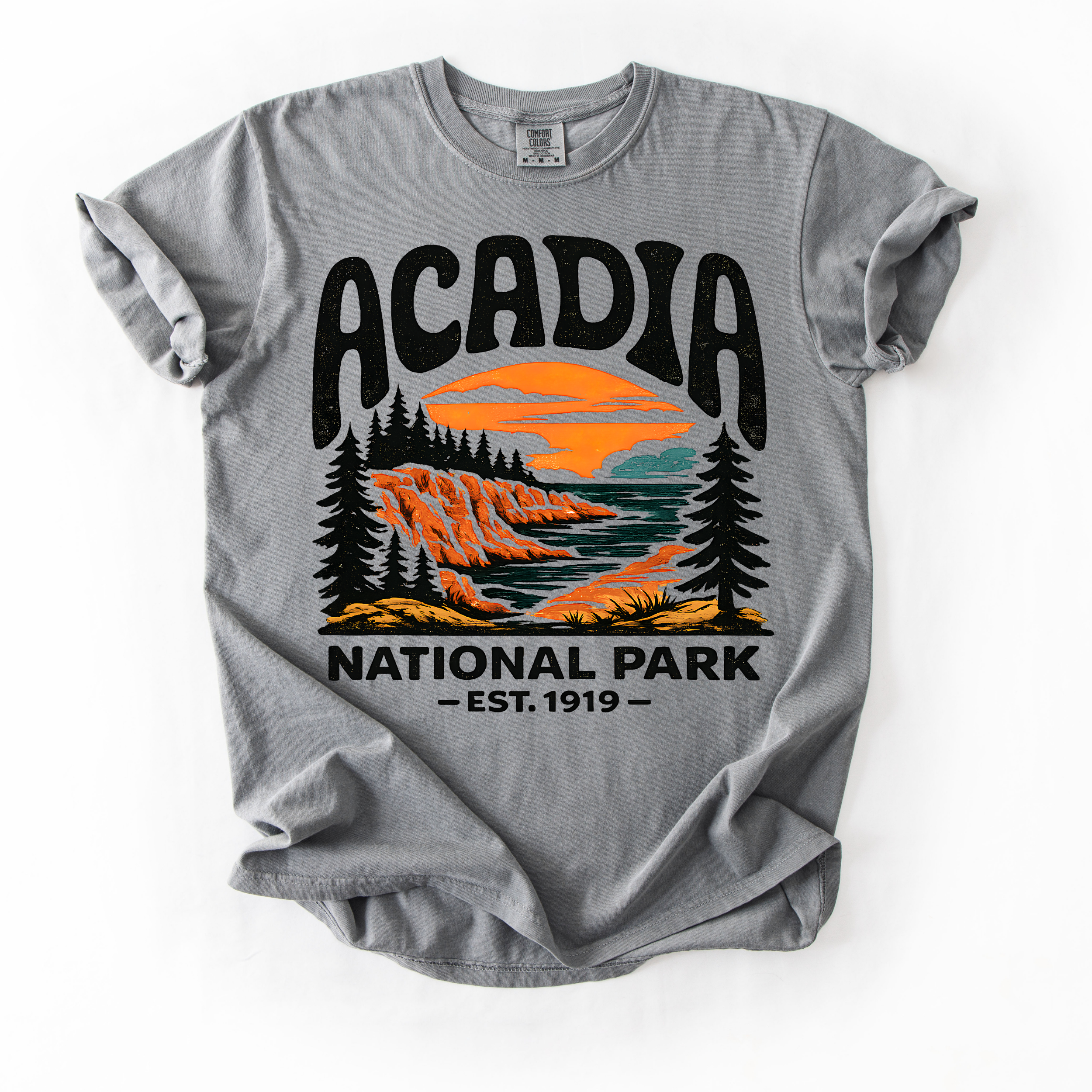 Acadia National Park T-Shirt — Scenic Coastal Sunset Tee