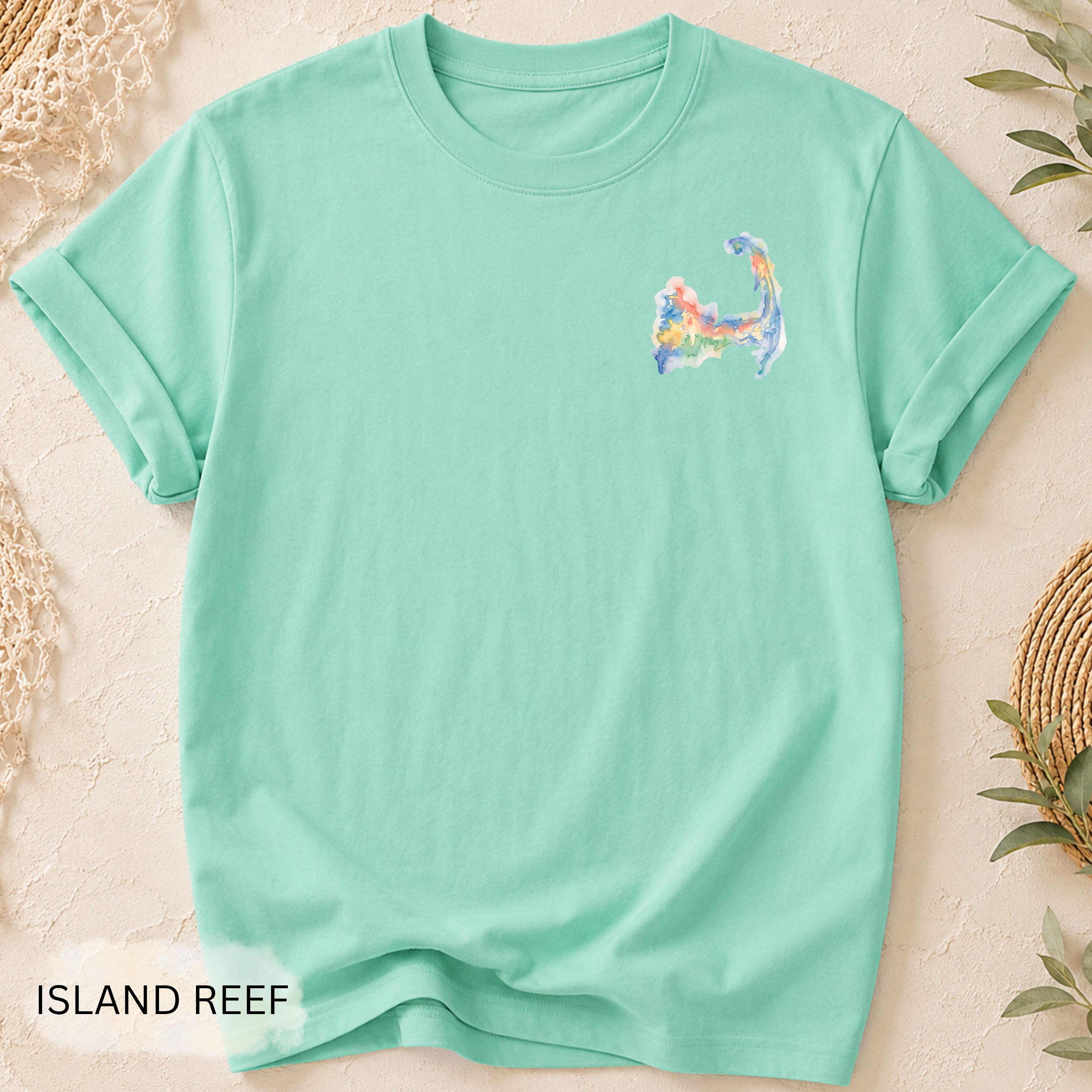 Cape Cod Watercolor T-Shirt - Comfort Colors garment-dyed unisex tee, watercolor coastal graphic