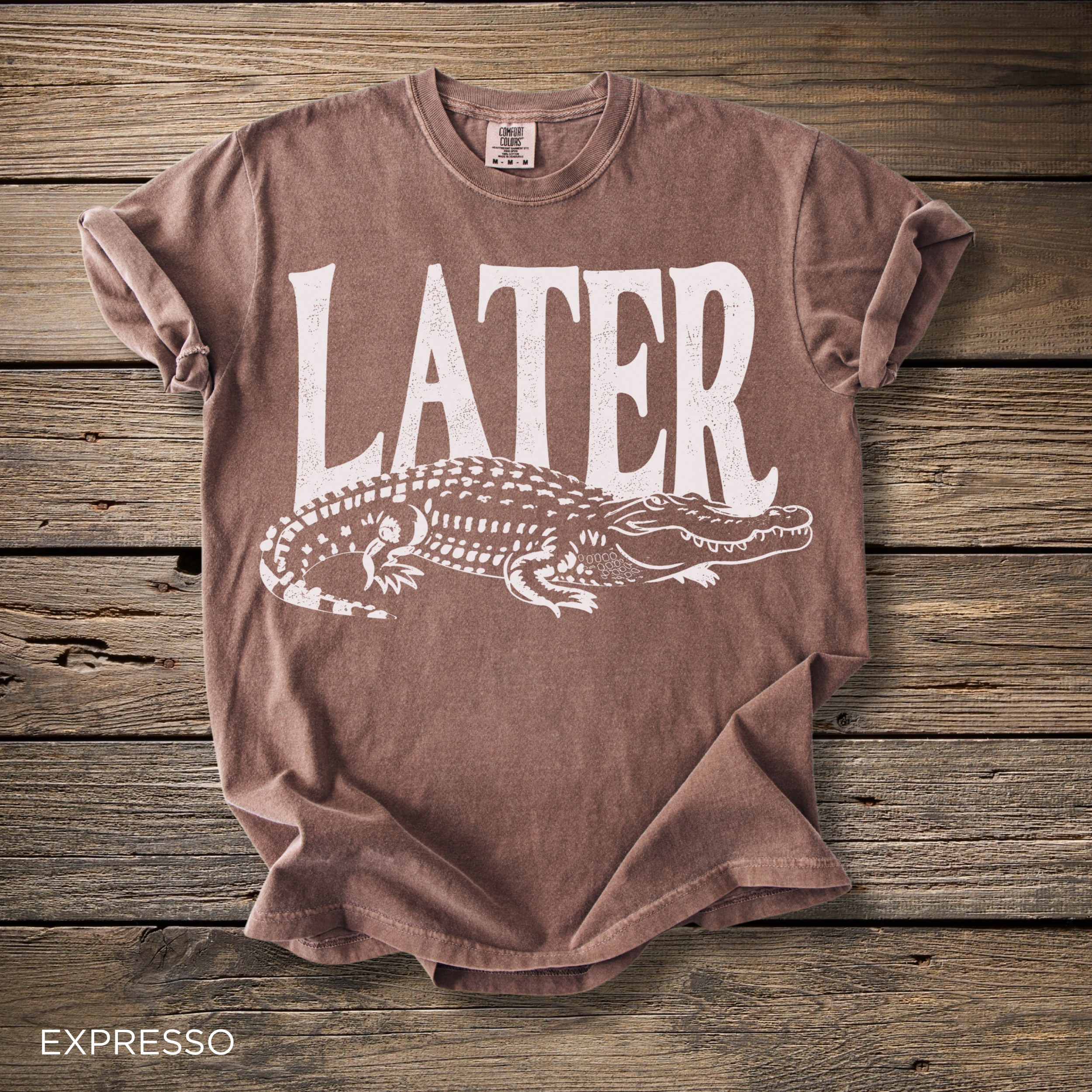 Later Gator T-Shirt - Comfort Colors garment-dyed unisex tee, graphic crocodile design