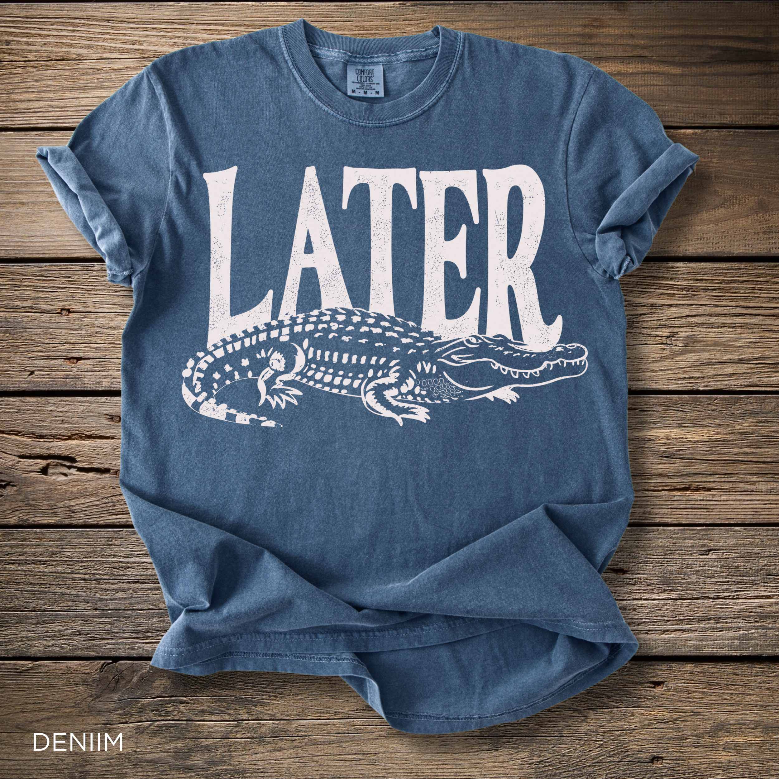 Later Gator T-Shirt - Comfort Colors garment-dyed unisex tee, graphic crocodile design