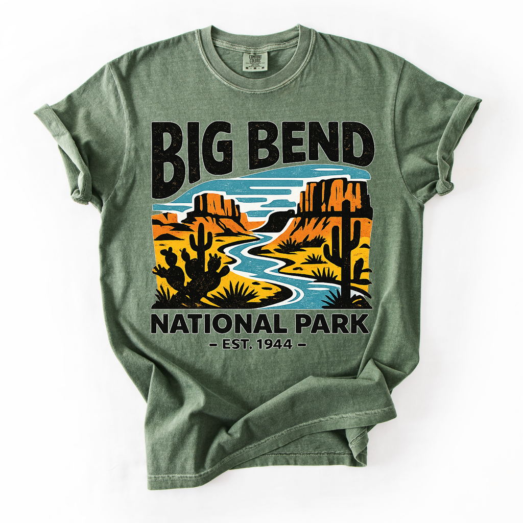 Big Bend National Park T-Shirt — Retro Sunset Desert Graphic