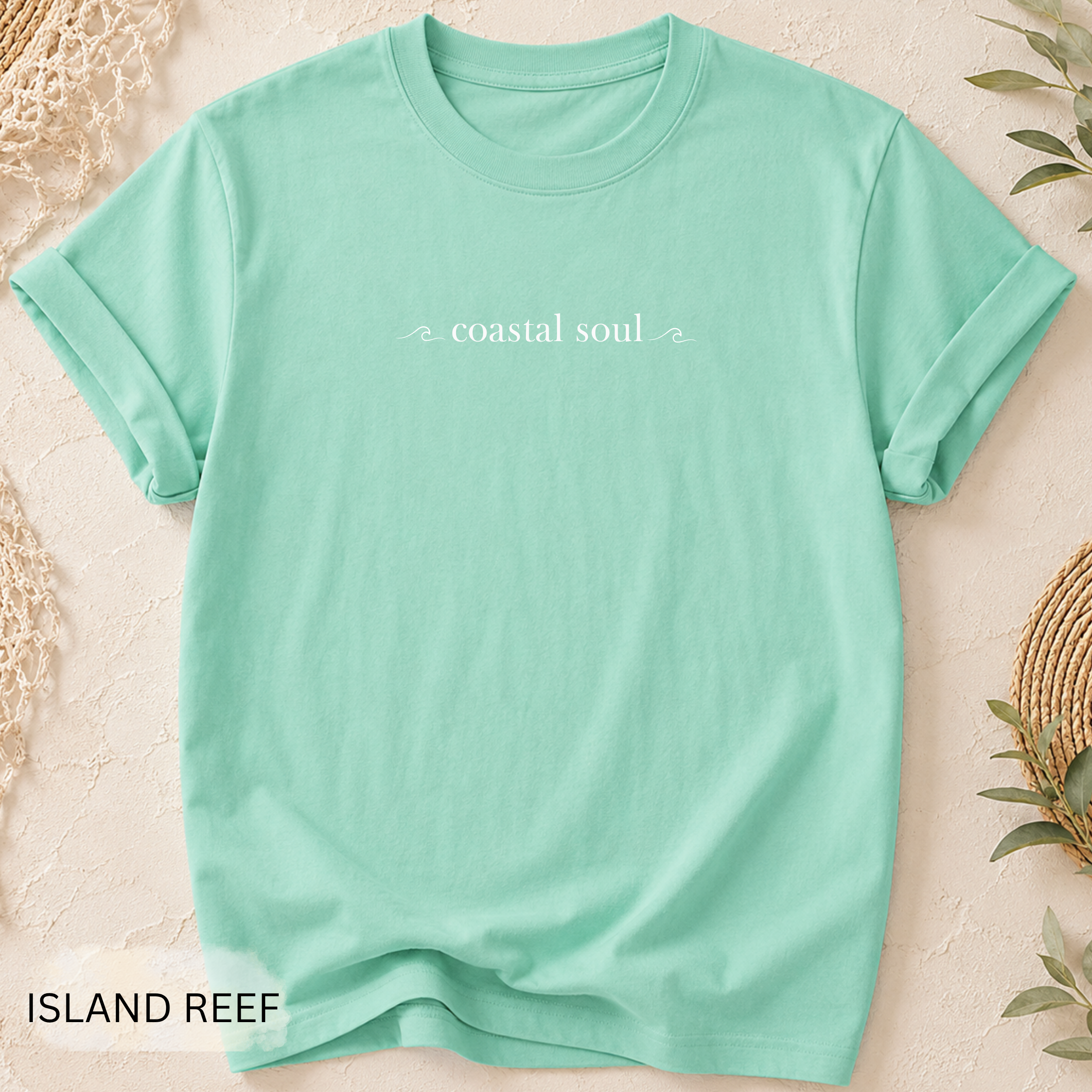 Coastal Soul T-Shirt - Comfort Colors garment-dyed unisex tee, minimal coastal soul lettering