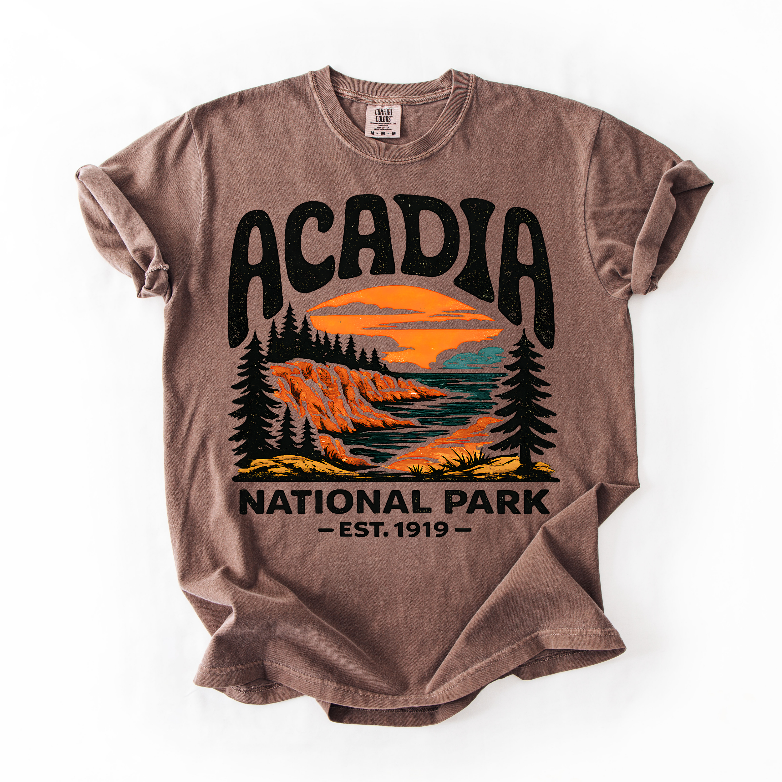 Acadia National Park T-Shirt — Scenic Coastal Sunset Tee