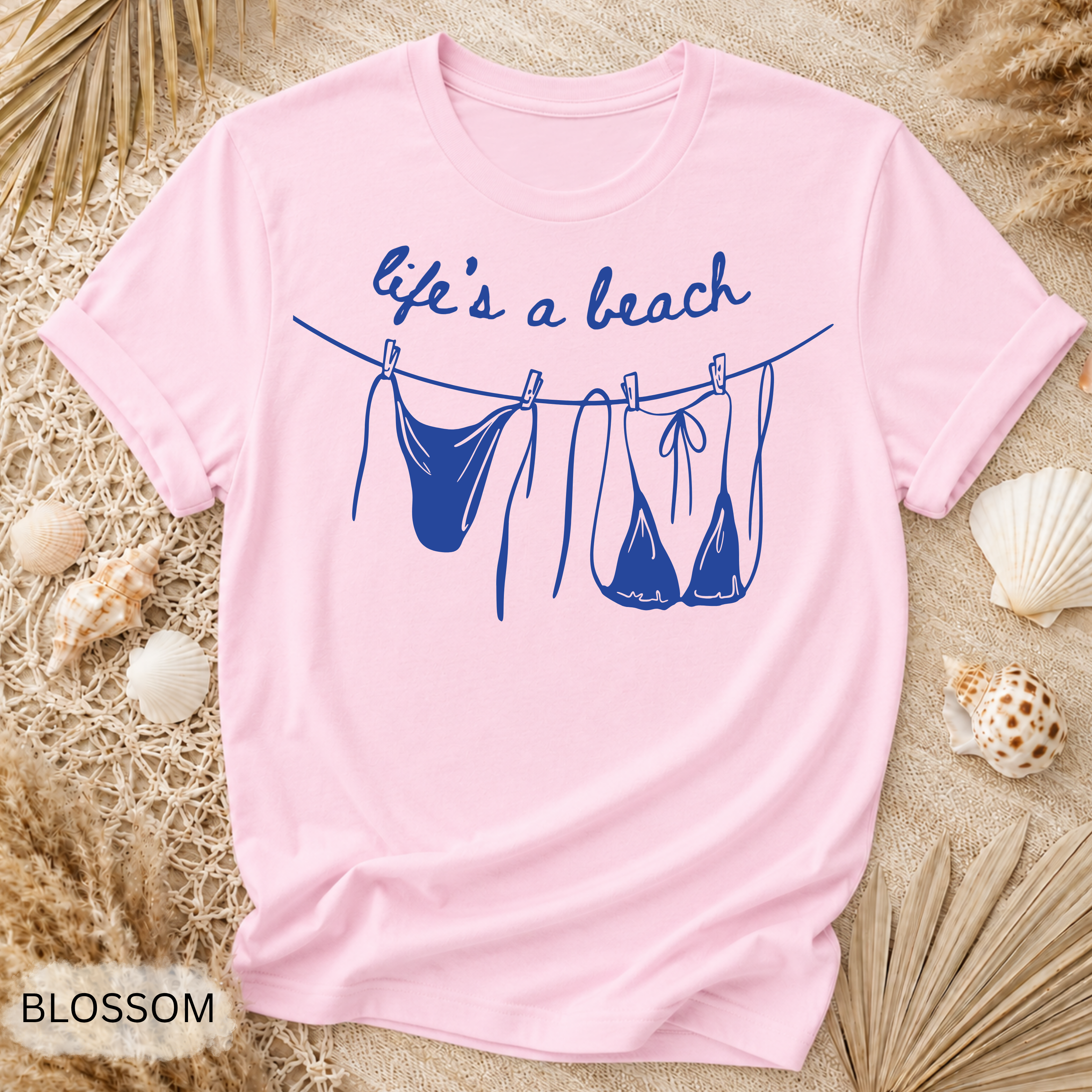 Life's a Beach Line Art T-Shirt - Comfort Colors garment-dyed unisex tee, retro beach line art graphic