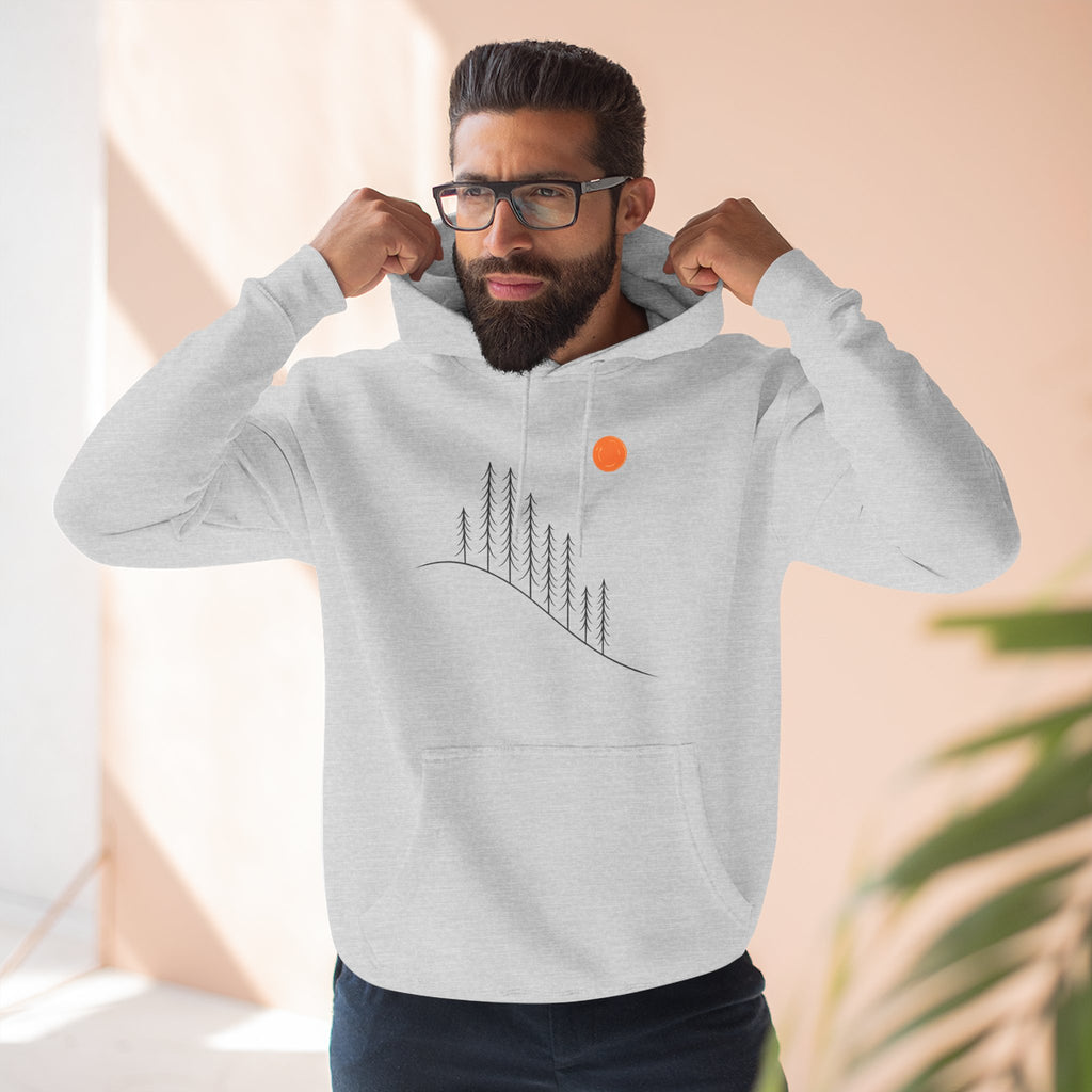 Minimalist Mountain Sunrise Hoodie — Modern Outdoor Graphic Pullover