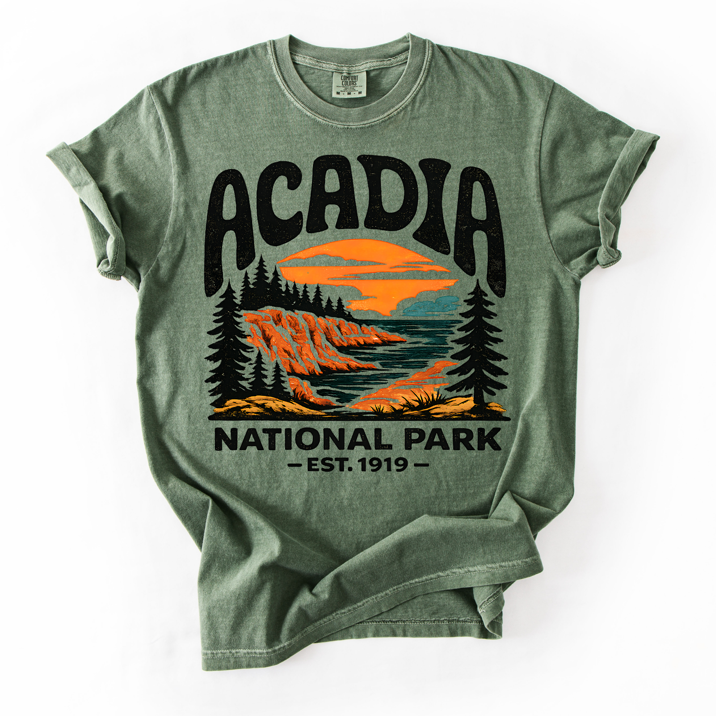 Acadia National Park T-Shirt — Scenic Coastal Sunset Tee