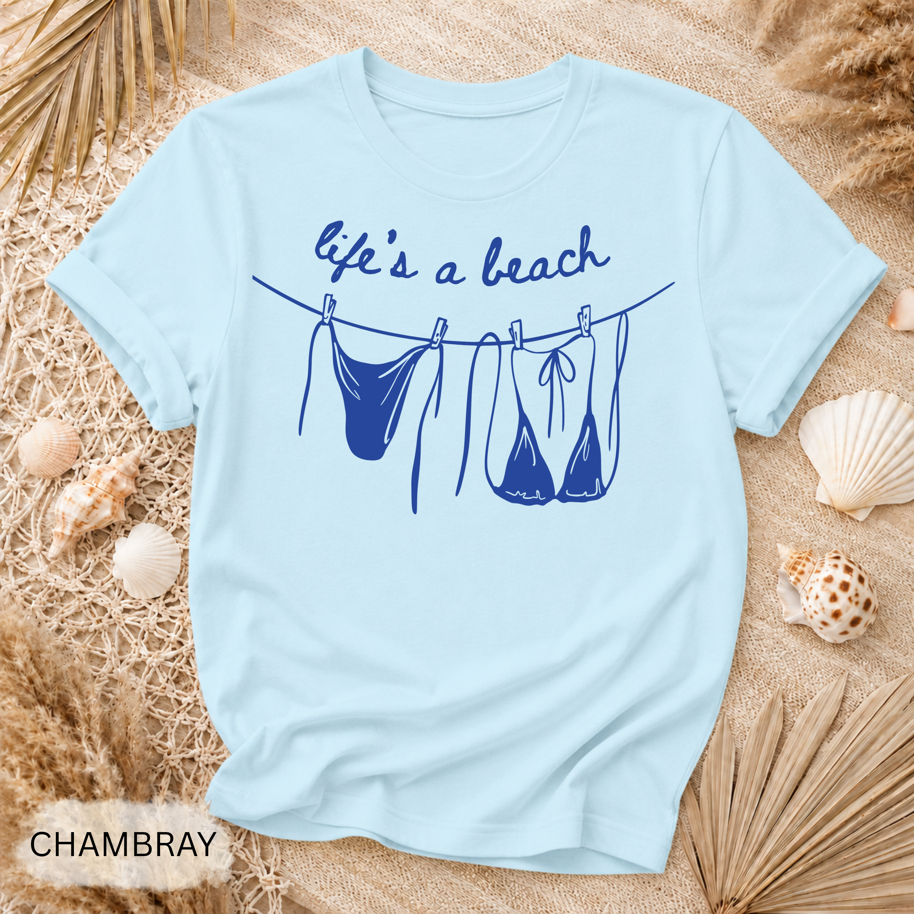 Life's a Beach Line Art T-Shirt - Comfort Colors garment-dyed unisex tee, retro beach line art graphic