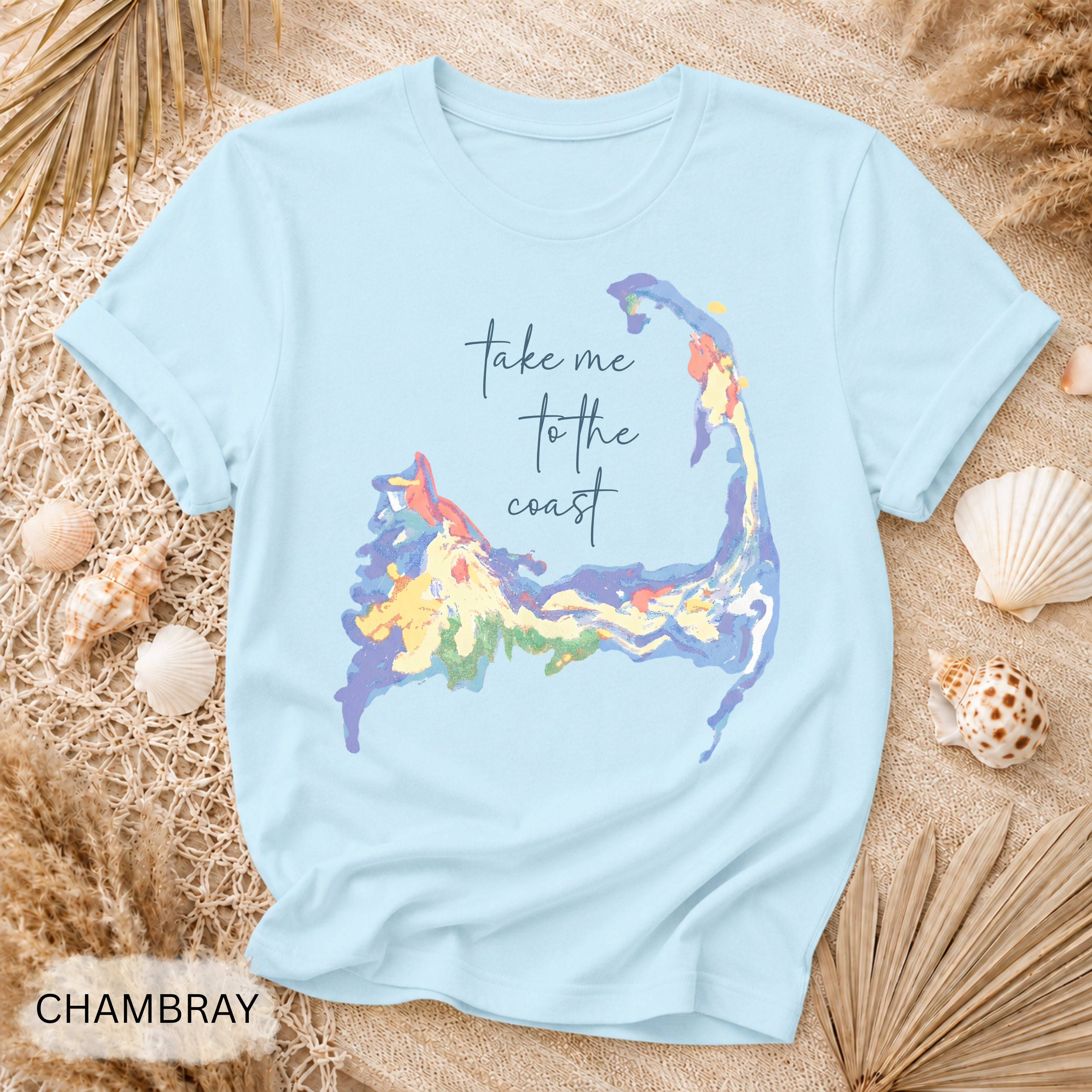 Cape Cod Watercolor Floral T-Shirt - Comfort Colors garment-dyed unisex tee, boho watercolor floral graphic