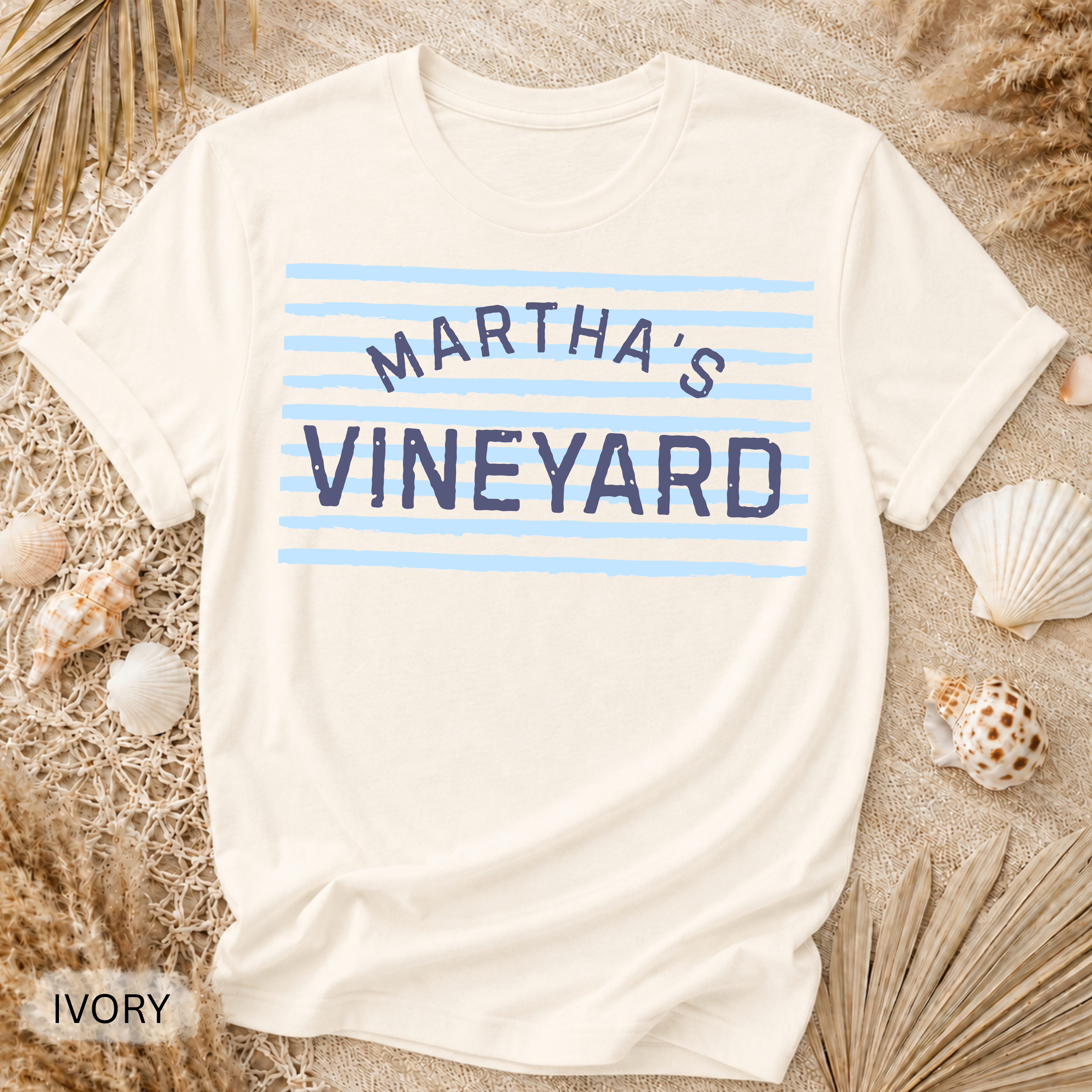 Martha's Vineyard Stripe T-Shirt - Comfort Colors garment-dyed unisex tee, striped island graphic