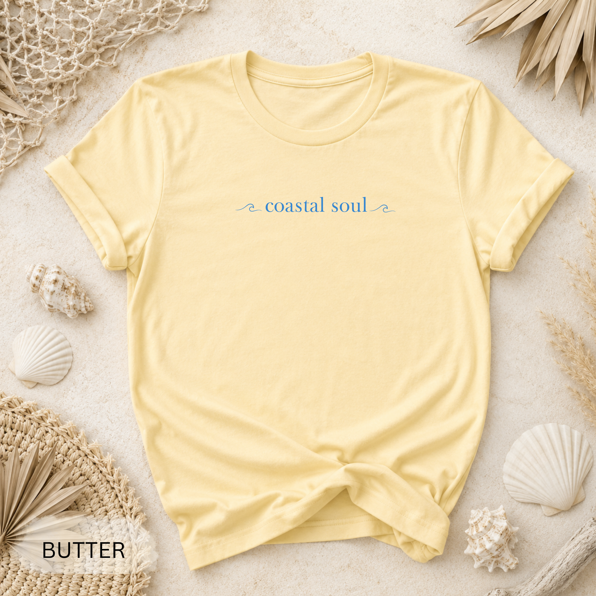 Coastal Soul T-Shirt - Comfort Colors garment-dyed unisex tee, minimal coastal soul lettering