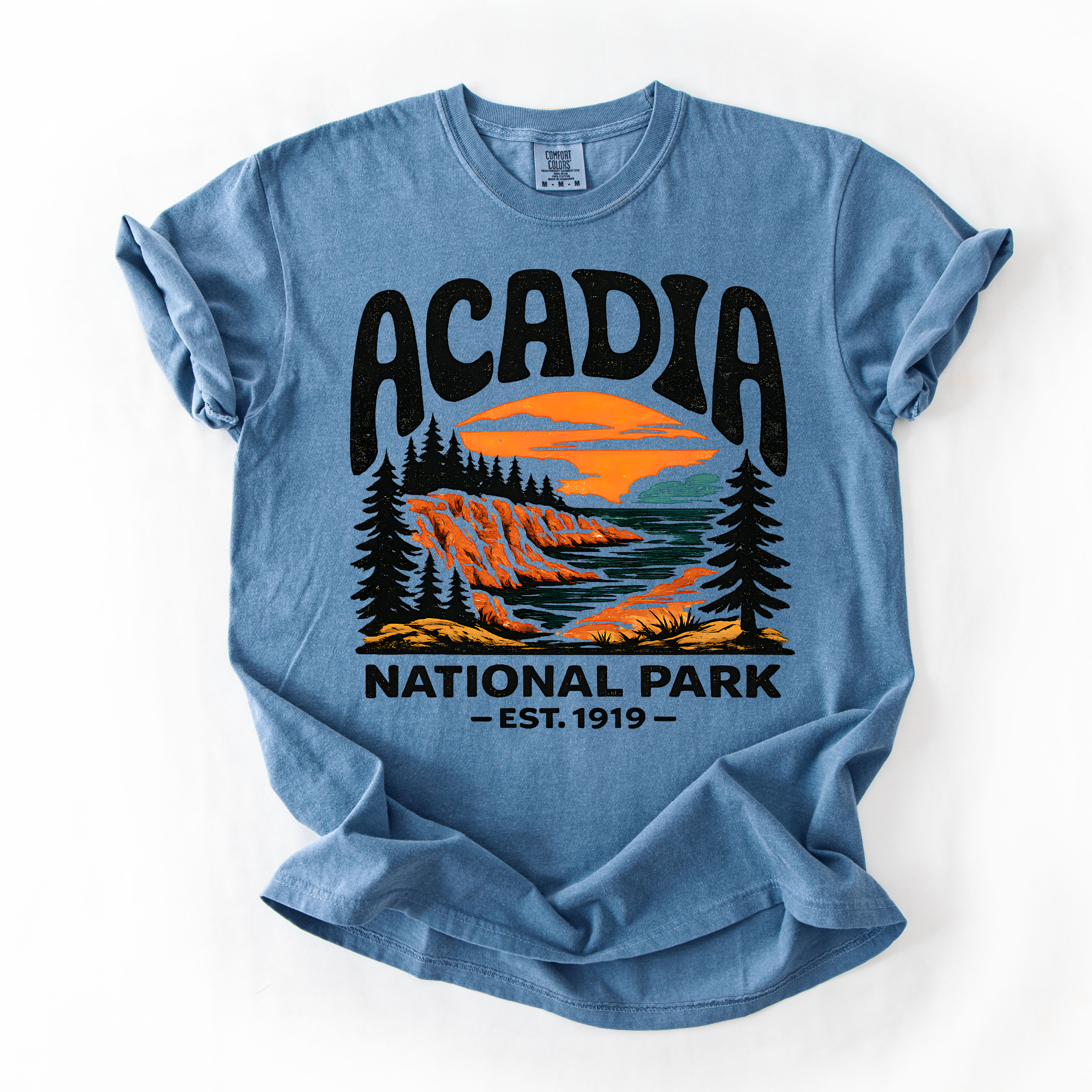 Acadia National Park T-Shirt — Scenic Coastal Sunset Tee