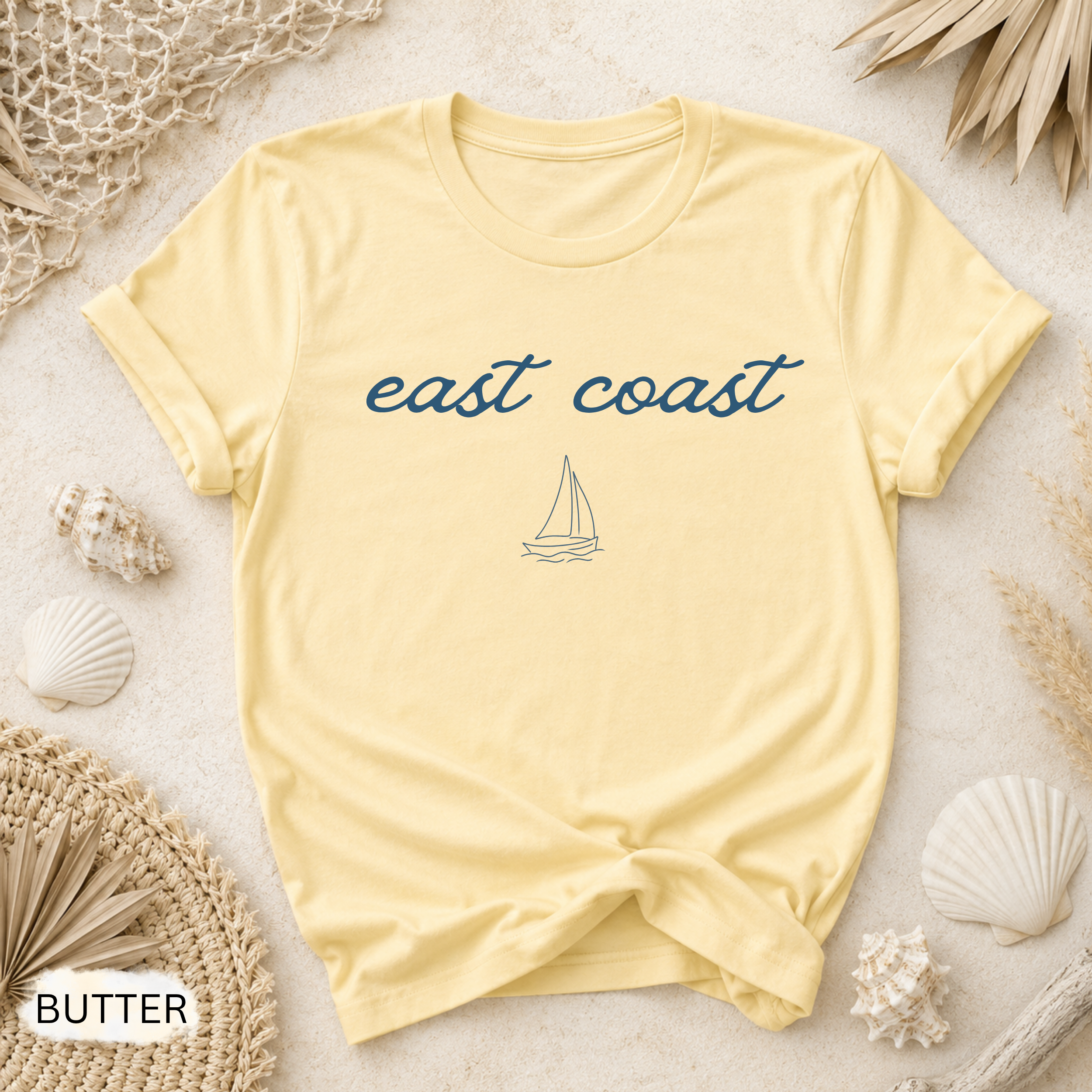 Boho East Coast T-Shirt - Comfort Colors garment-dyed unisex tee, boho coastal graphic