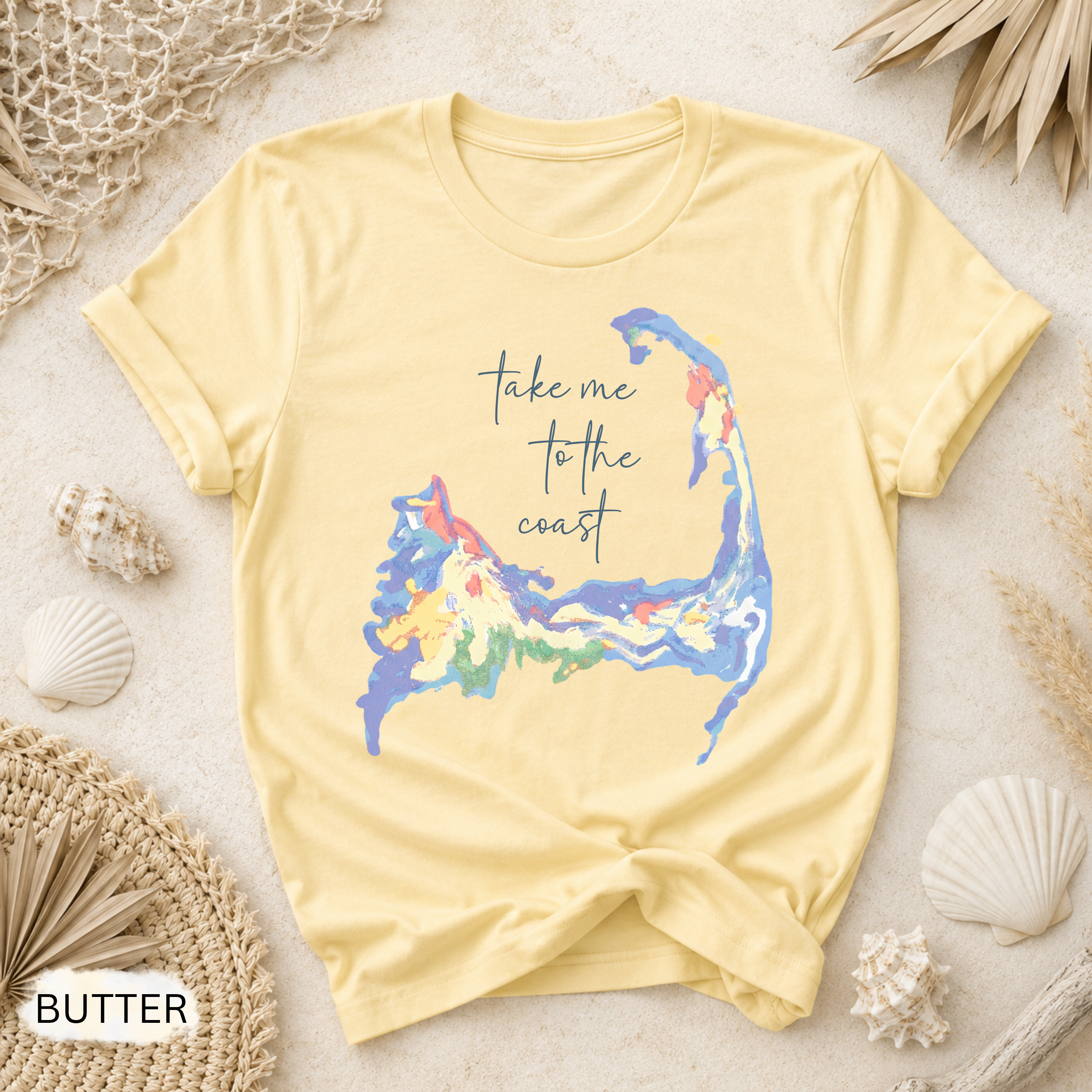 Cape Cod Watercolor Floral T-Shirt - Comfort Colors garment-dyed unisex tee, boho watercolor floral graphic