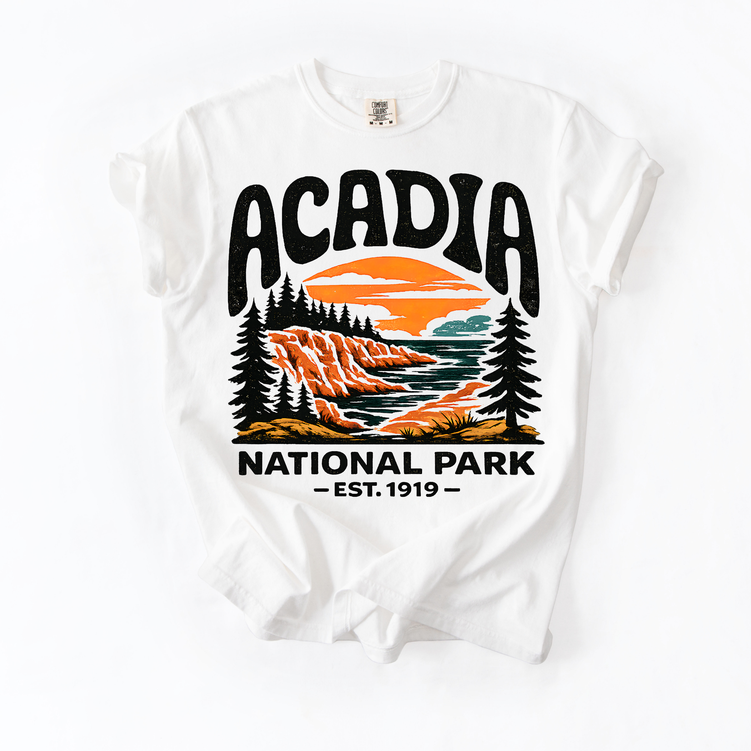 Acadia National Park T-Shirt — Scenic Coastal Sunset Tee